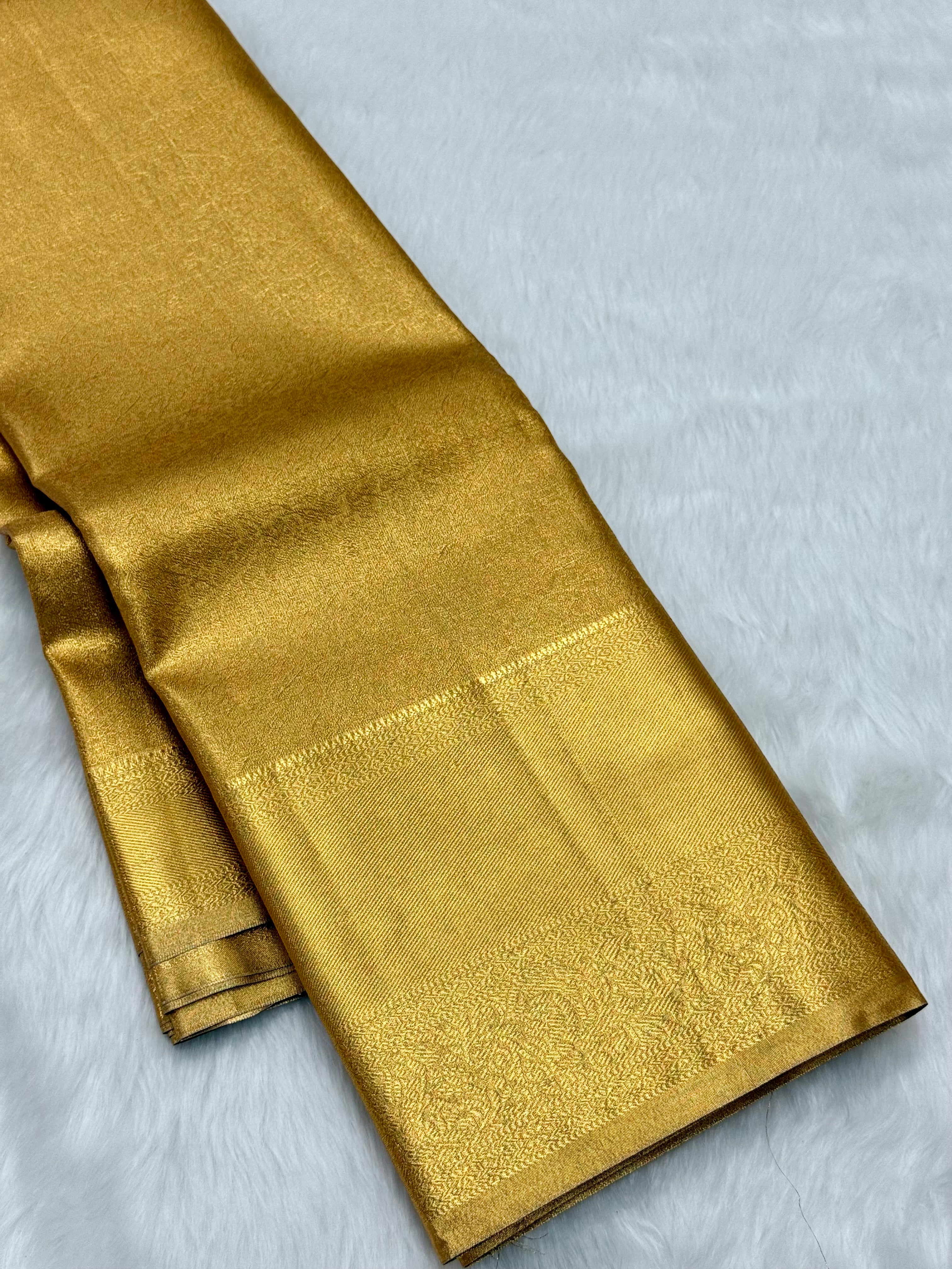 PREMIUM KANCHI TISSUE SILK SAREE - GOLDEN