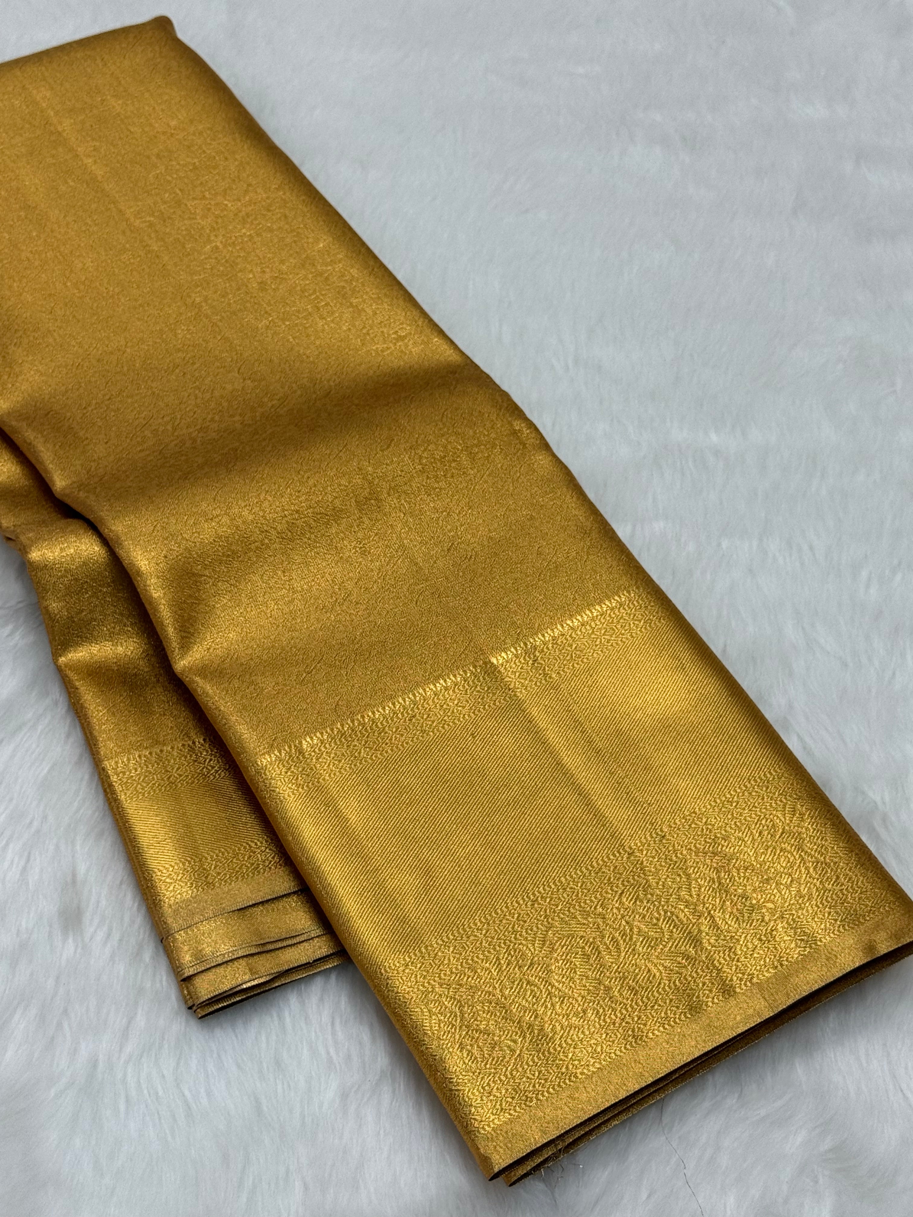 PREMIUM KANCHI TISSUE SILK SAREE - GOLDEN