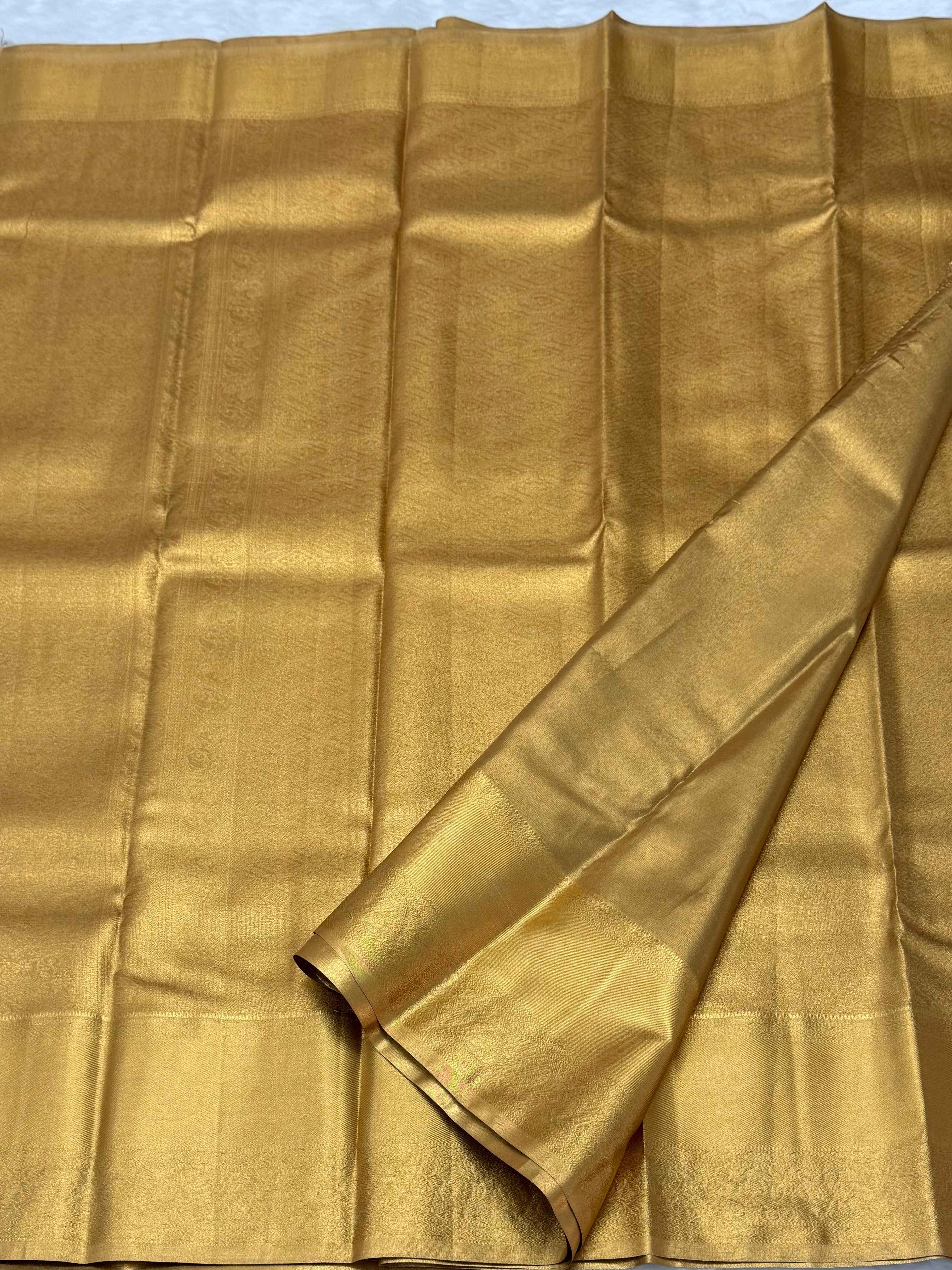 PREMIUM KANCHI TISSUE SILK SAREE - GOLDEN