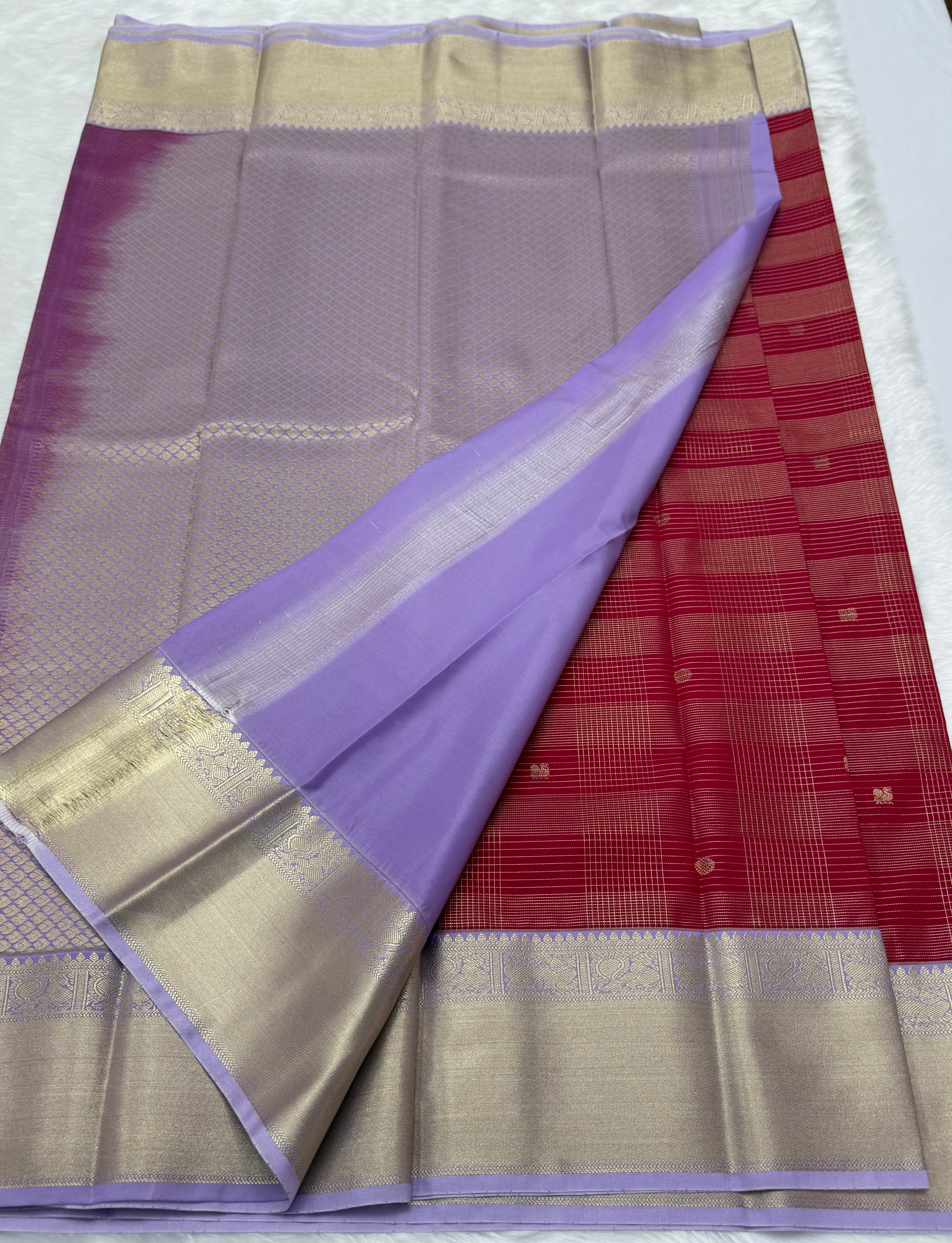 PREMIUM SEMI KANCHI SILK SAREE - RUBY PINK