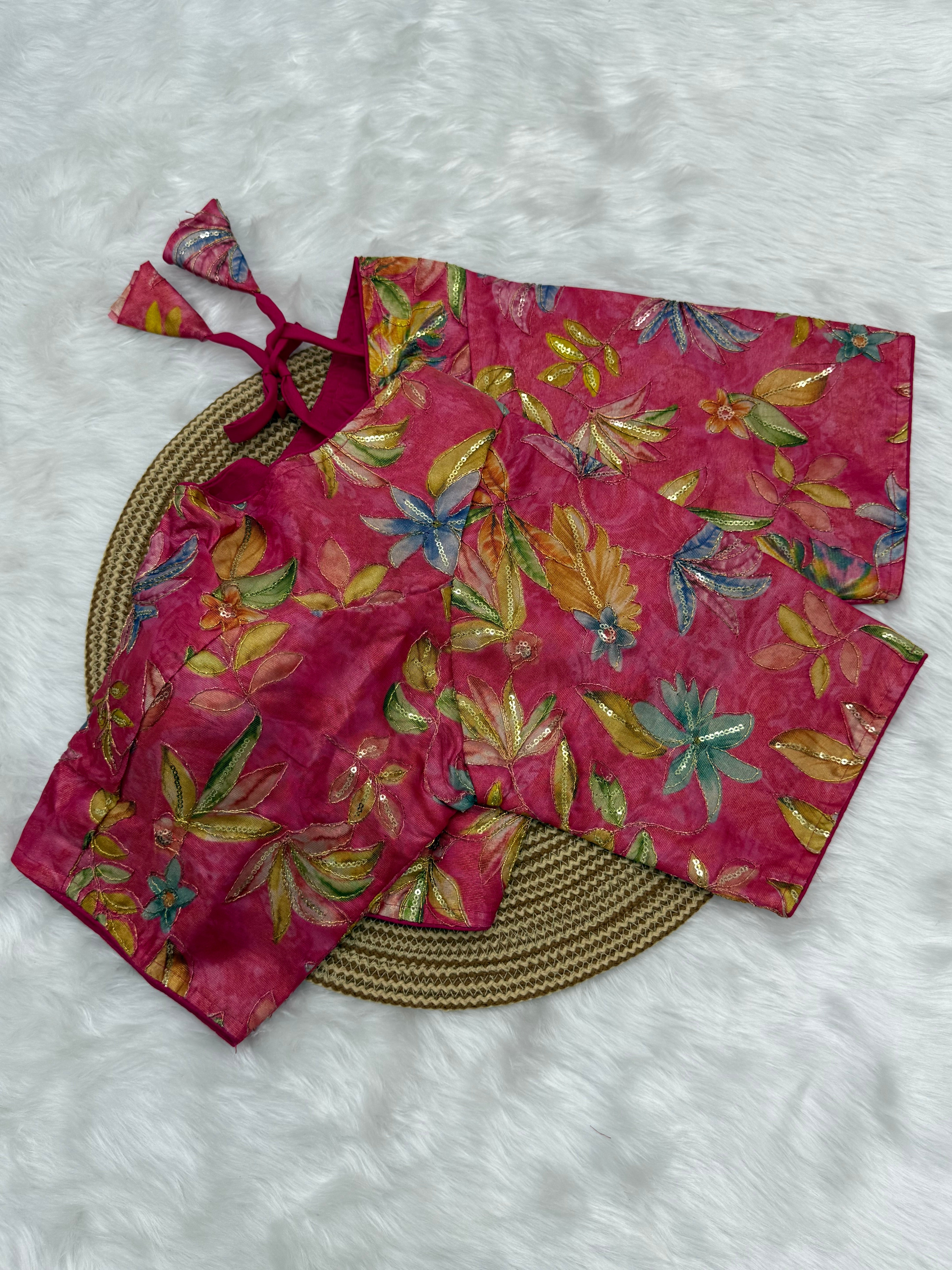 DESIGNER SEQUIN WORK BLOUSE - PINK