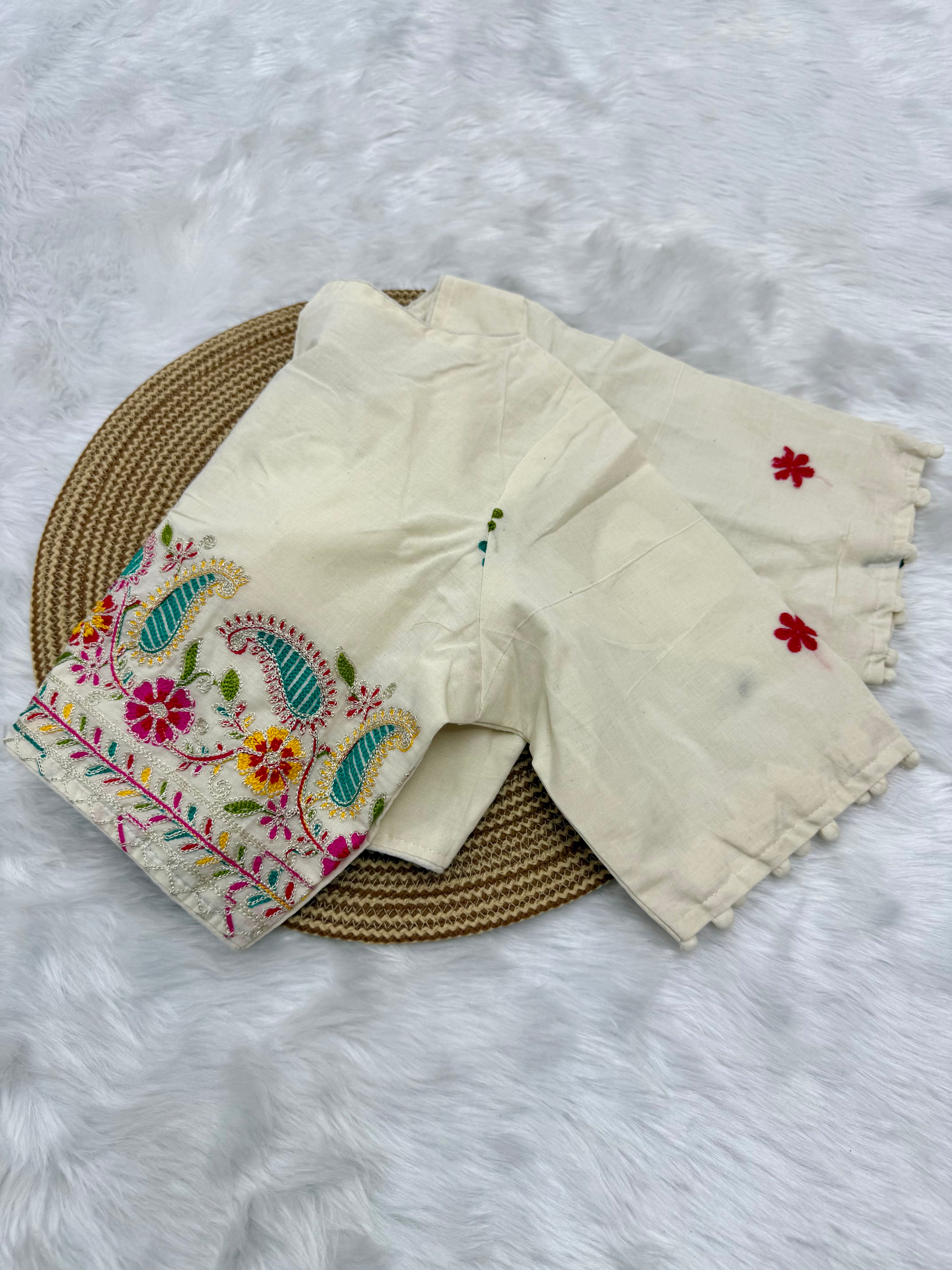 DESIGNER EMBRO-SEQUIN WORK BLOUSE - OFF WHITE