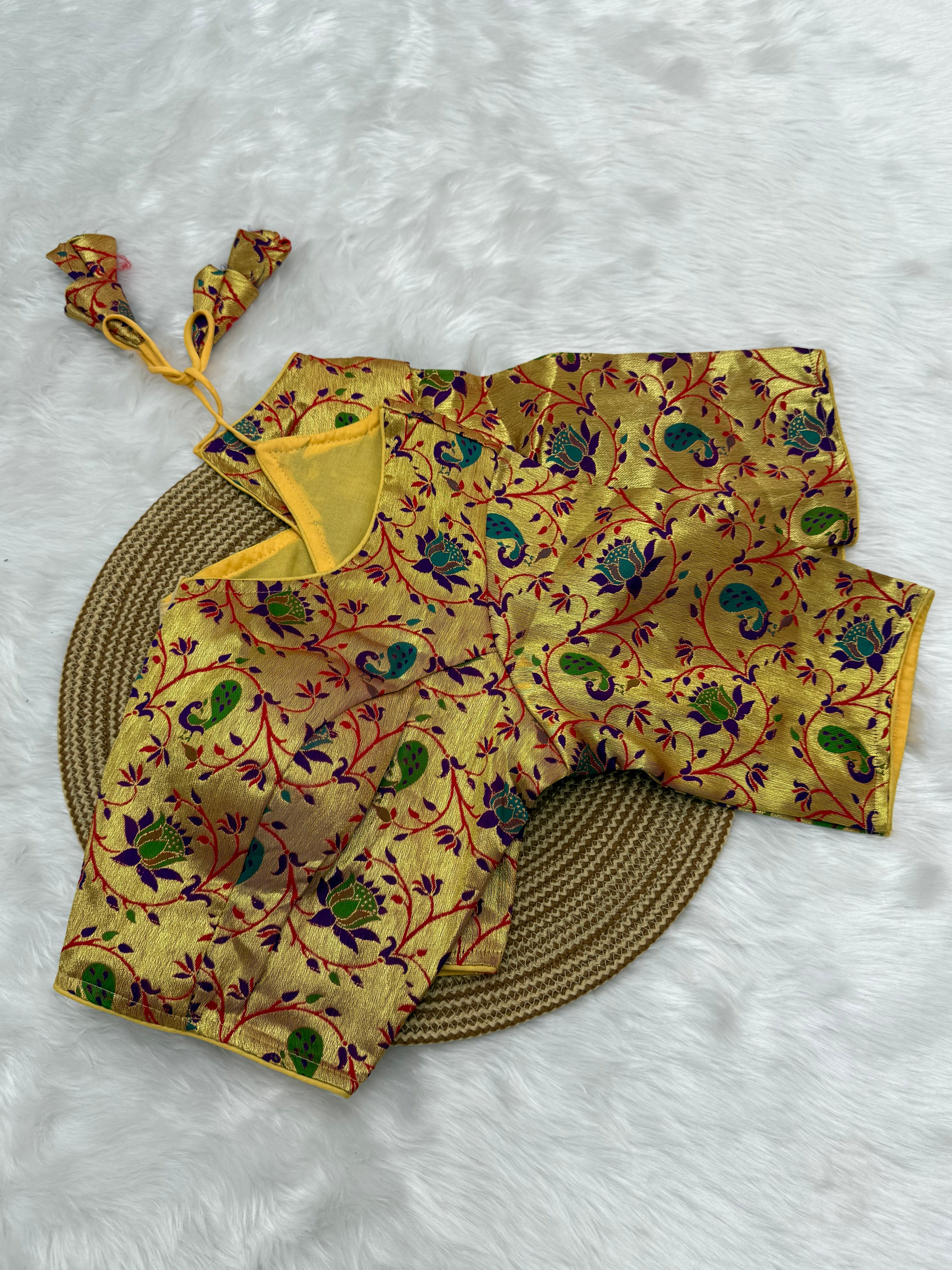 ROYAL BRIDAL BROCADE SAREE BLOUSE - GOLD