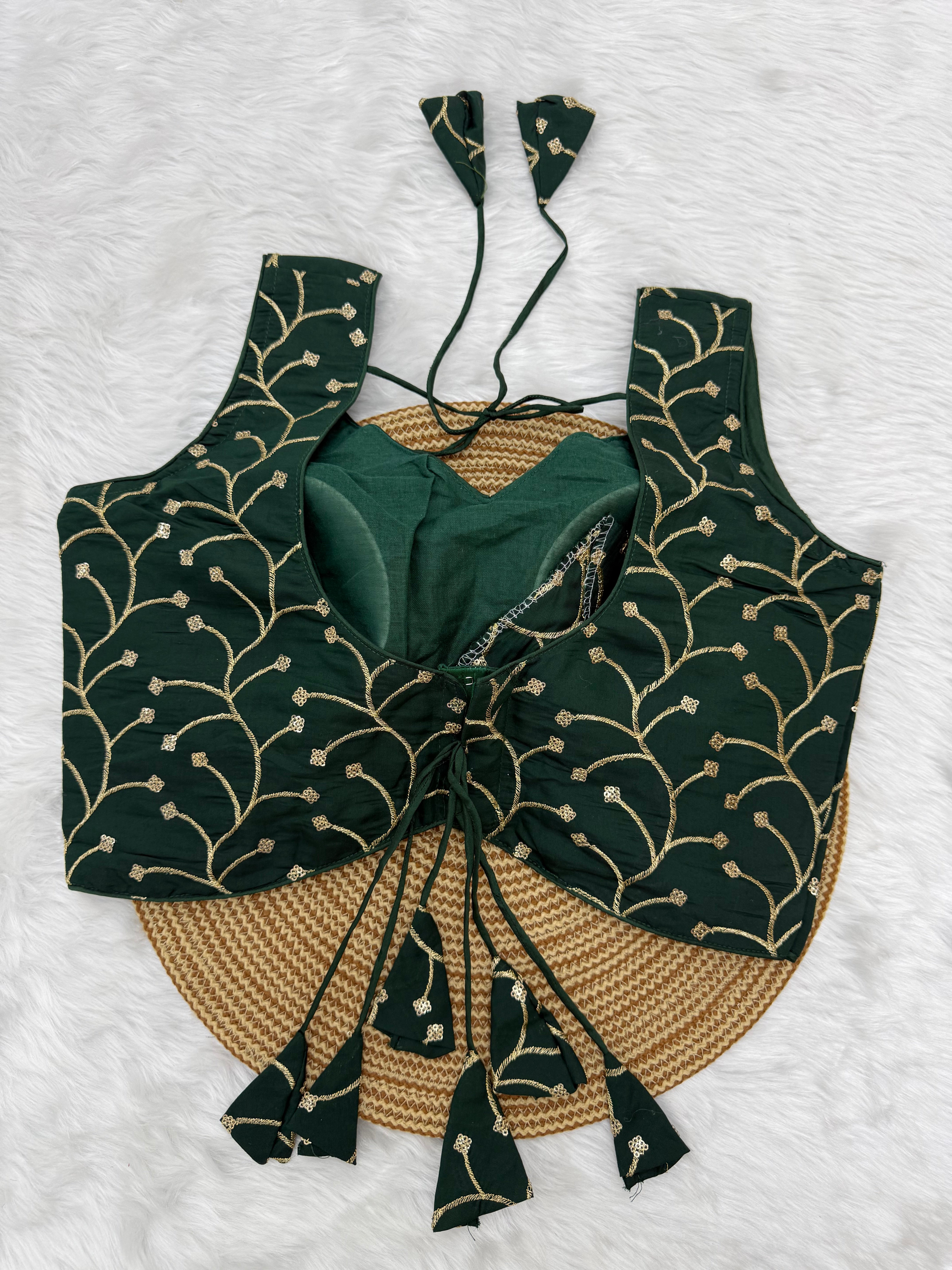 DESIGNER EMBRO-SEQUIN WORK SLEEVELESS BLOUSE - SACRAMENTO