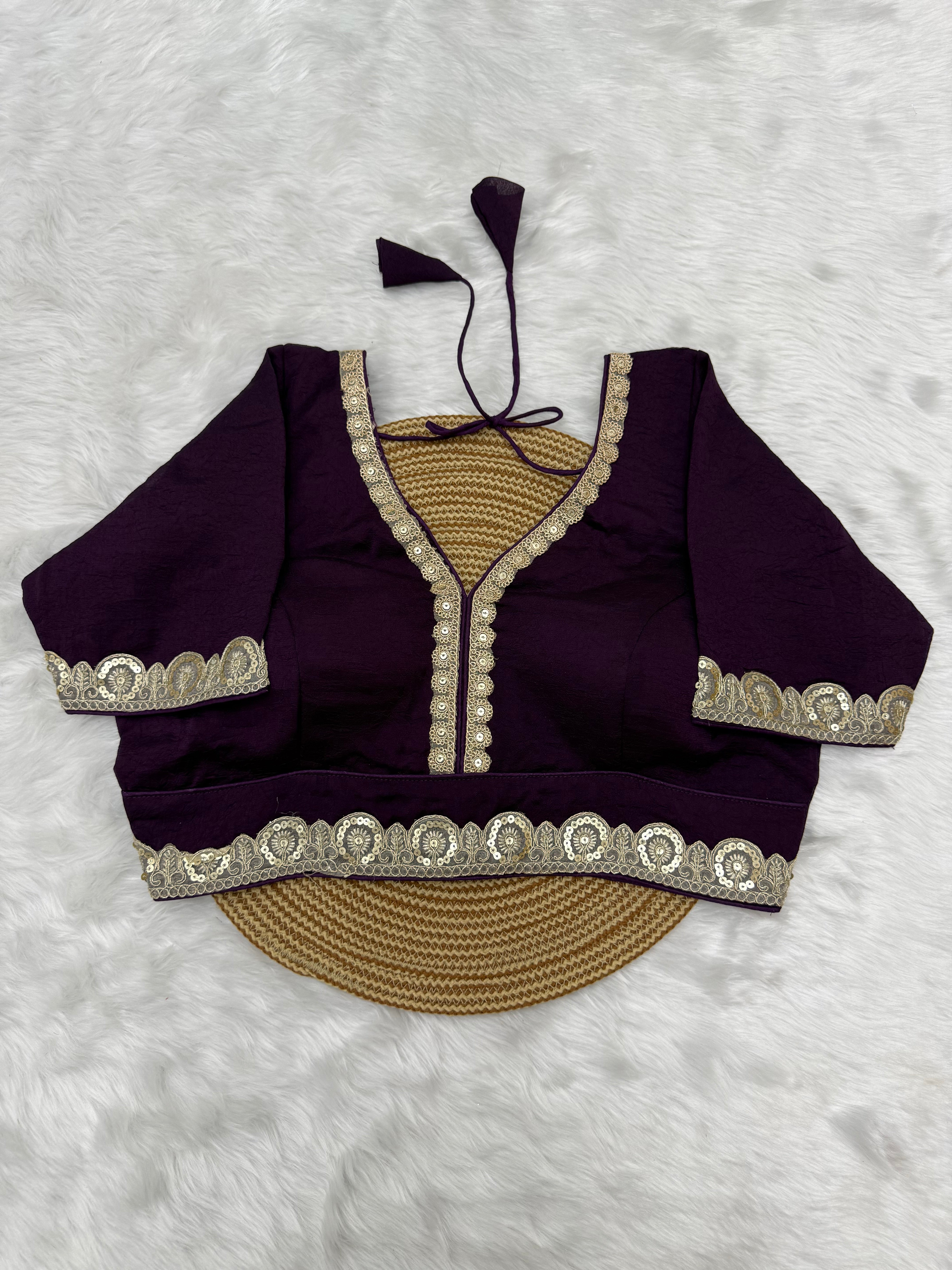 BRIDAL GOLDEN SEQUIN LACEWORK SILK BLOUSE - BYZANTINE