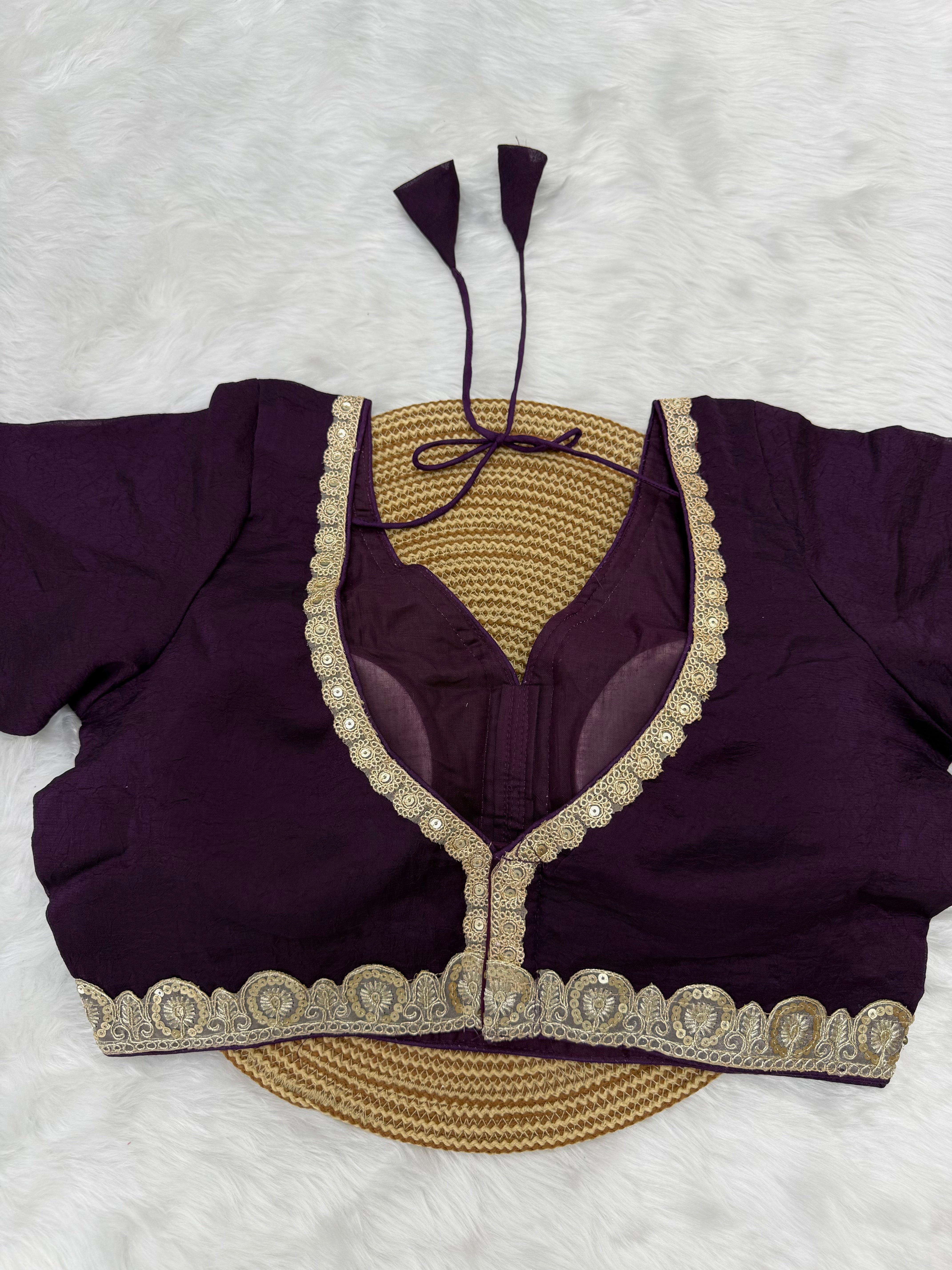 BRIDAL GOLDEN SEQUIN LACEWORK SILK BLOUSE - BYZANTINE