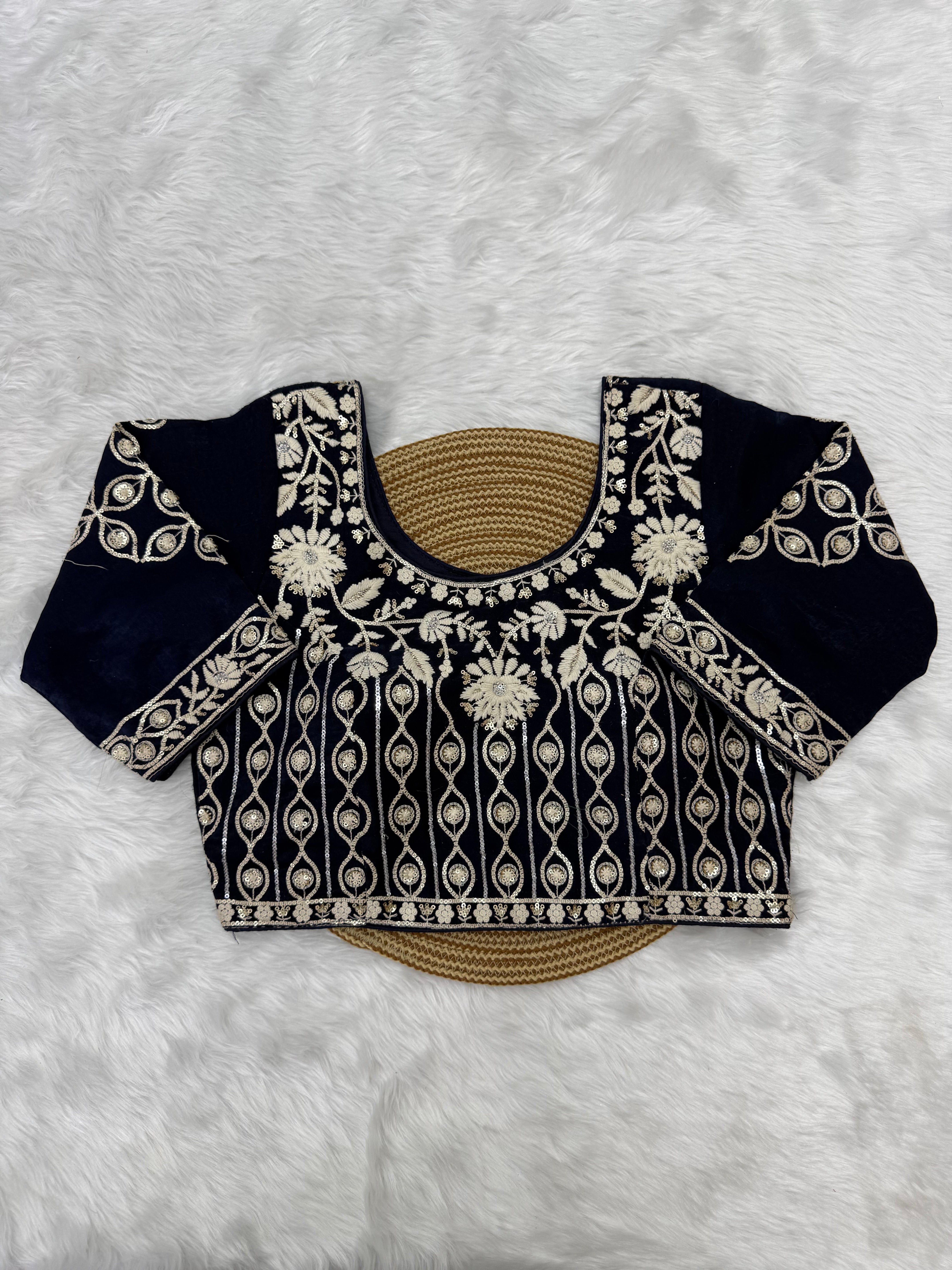 DESIGNER EMBROIDERED READY TO WEAR BLOUSE - PURPLE