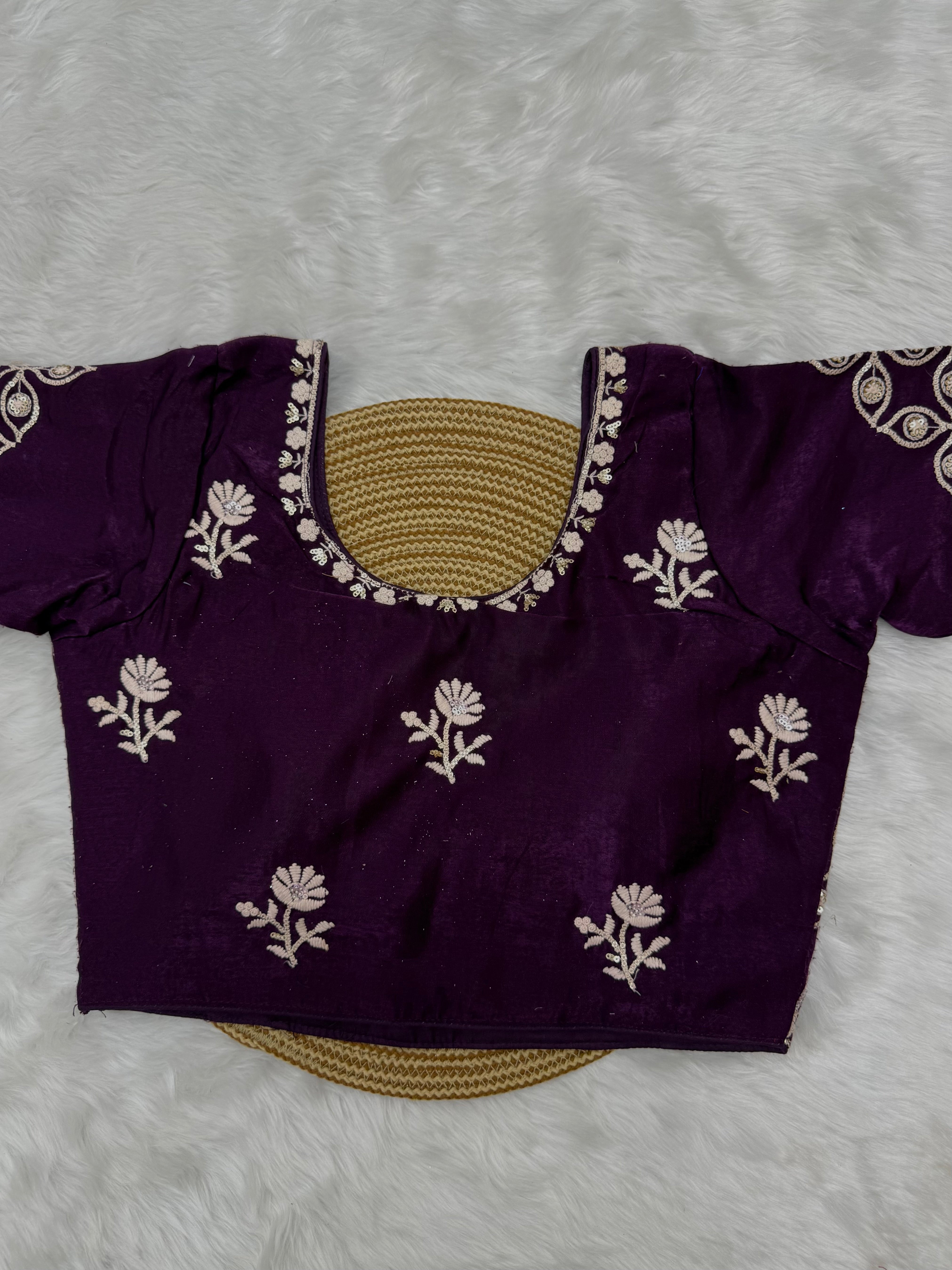 DESIGNER EMBROIDERED READY TO WEAR BLOUSE - PURPLE