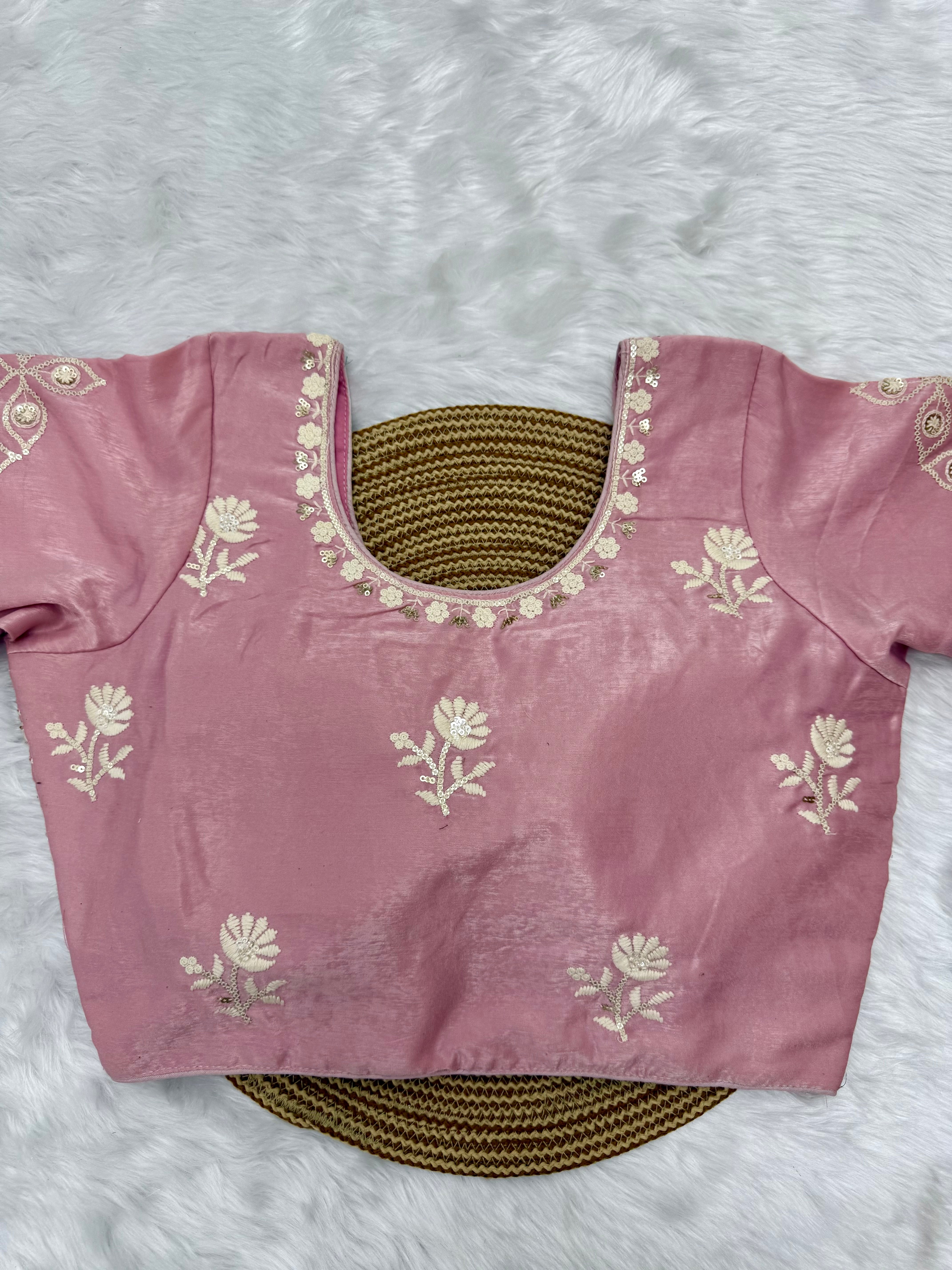 DESIGNER EMBROIDERED READY TO WEAR BLOUSE - PINK
