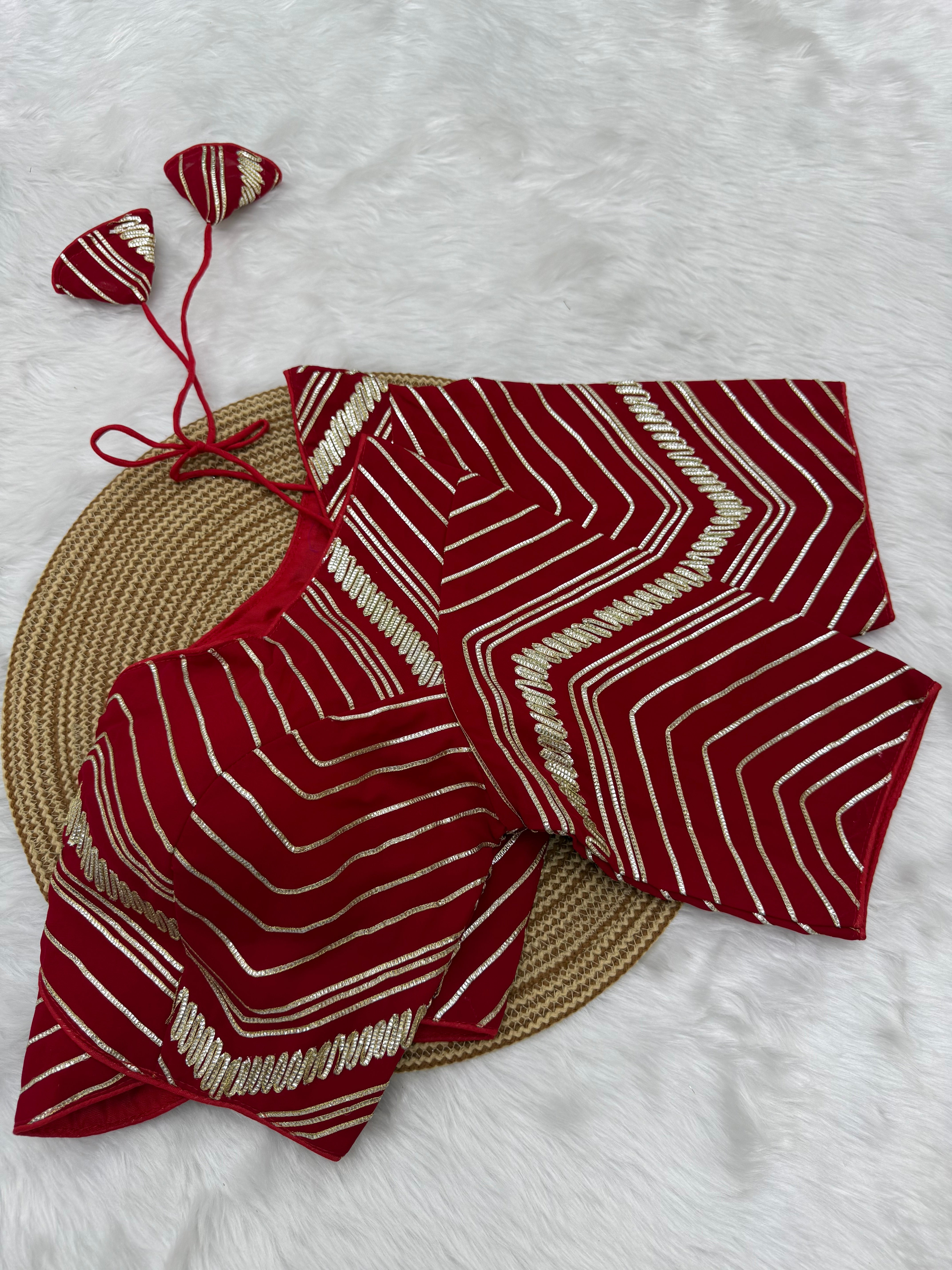 GOTA PATTI BOLLYWOOD INSPIRED PARTY WEAR BLOUSE - RUBY RED