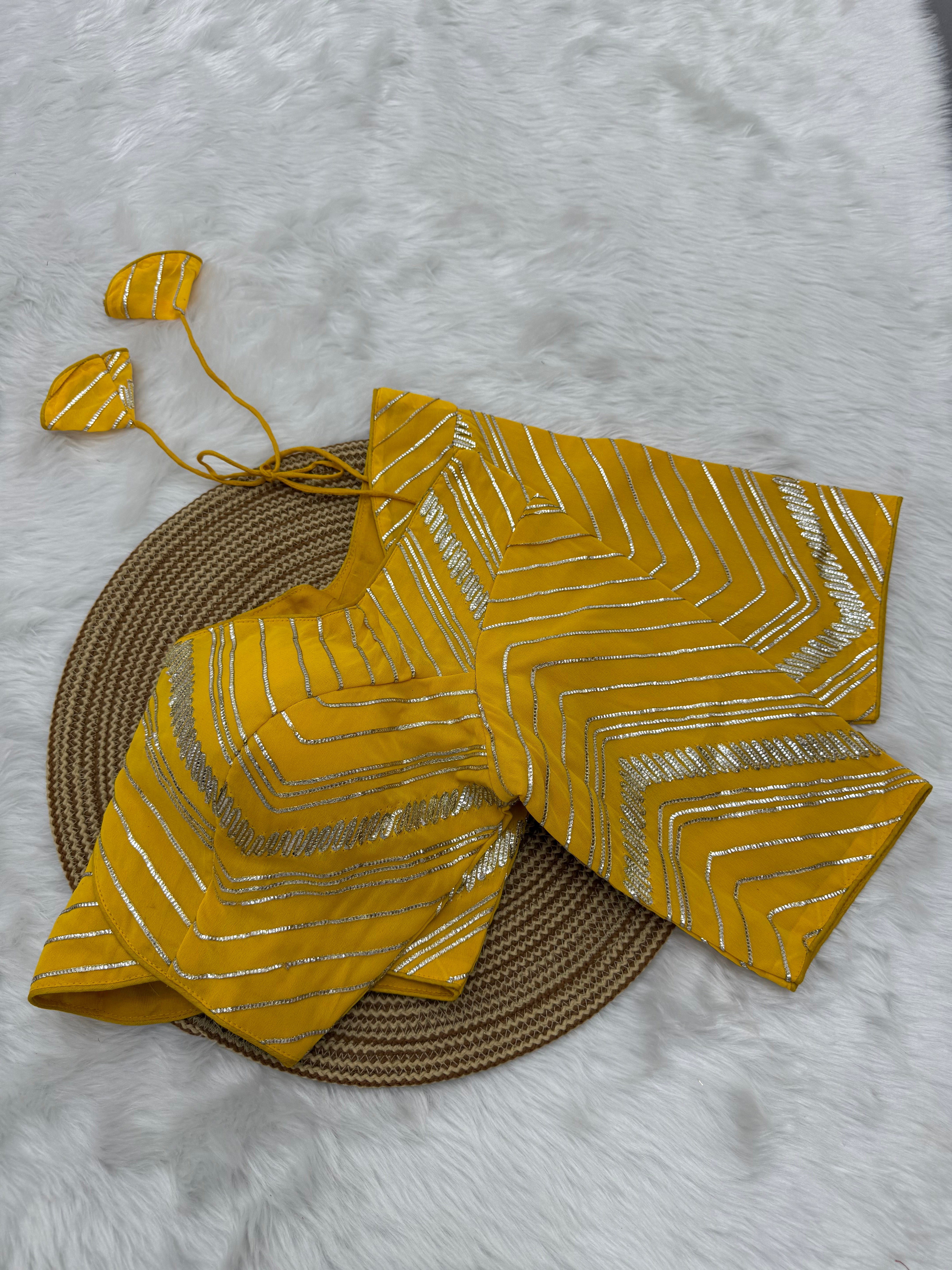 GOTA PATTI BOLLYWOOD INSPIRED PARTY WEAR BLOUSE - YELLOW