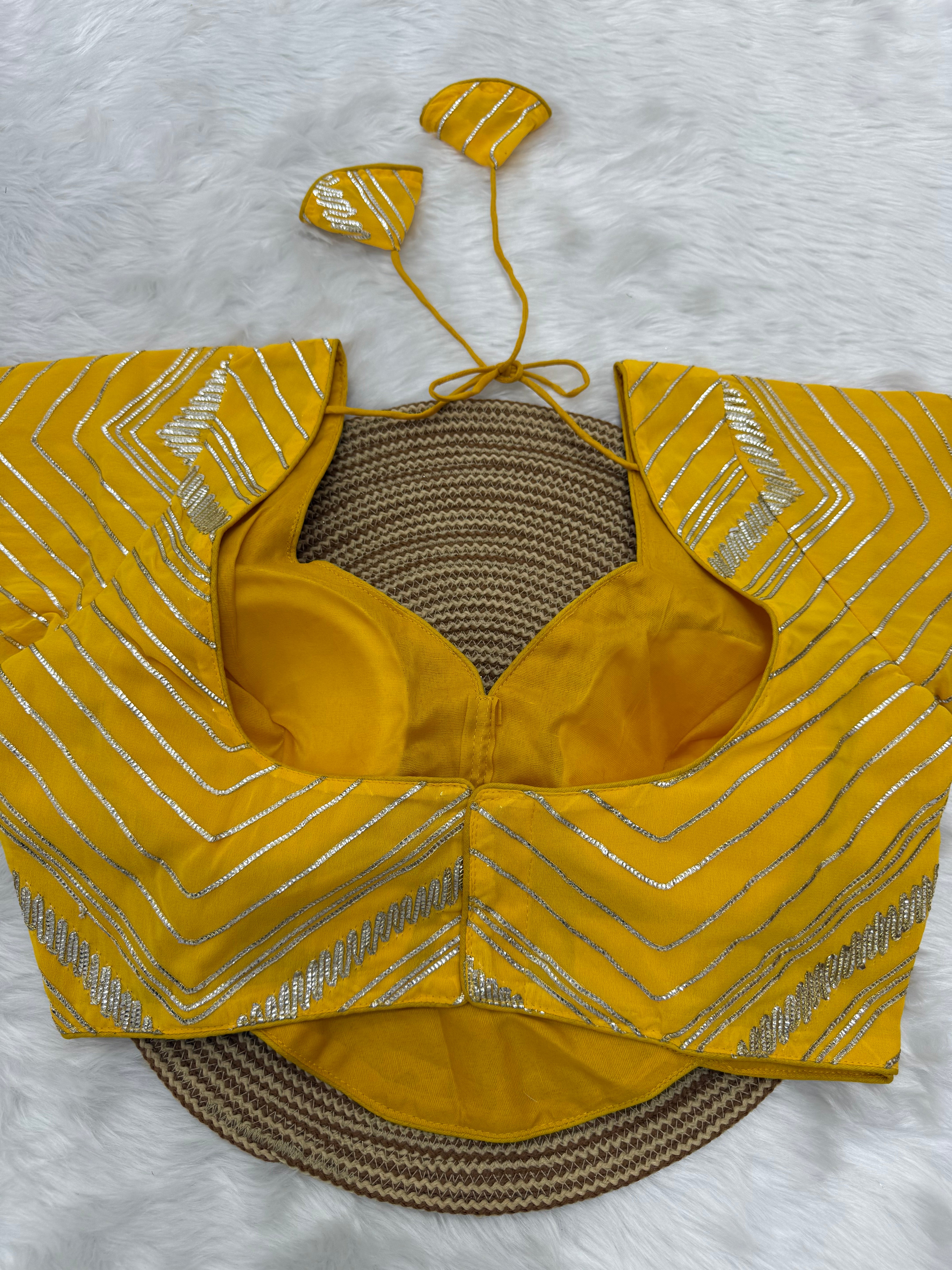 GOTA PATTI BOLLYWOOD INSPIRED PARTY WEAR BLOUSE - YELLOW