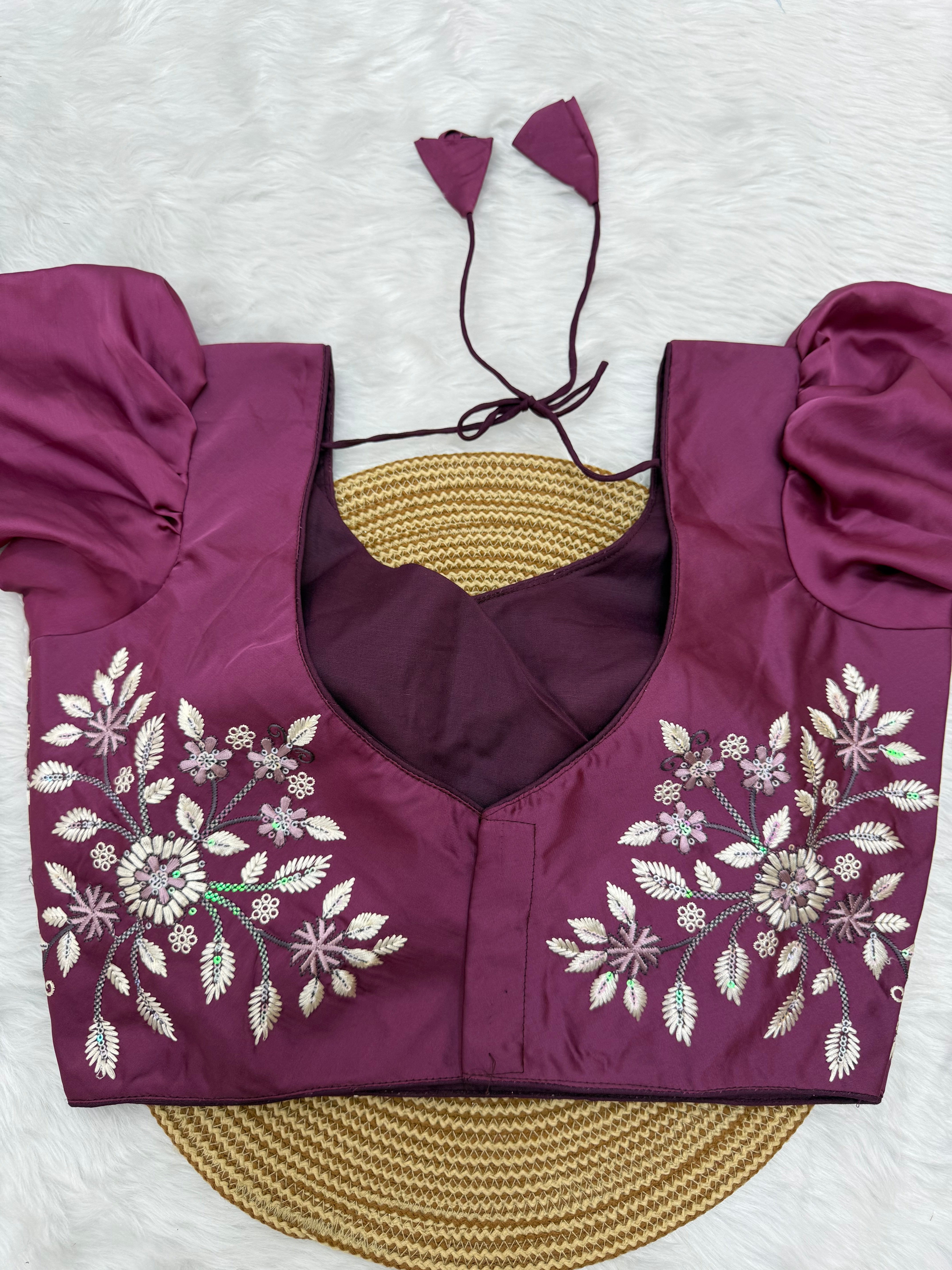 HEAVY EMBRO-SEQUIN WORK DESIGNER BLOUSE - IMPERIAL PURPLE