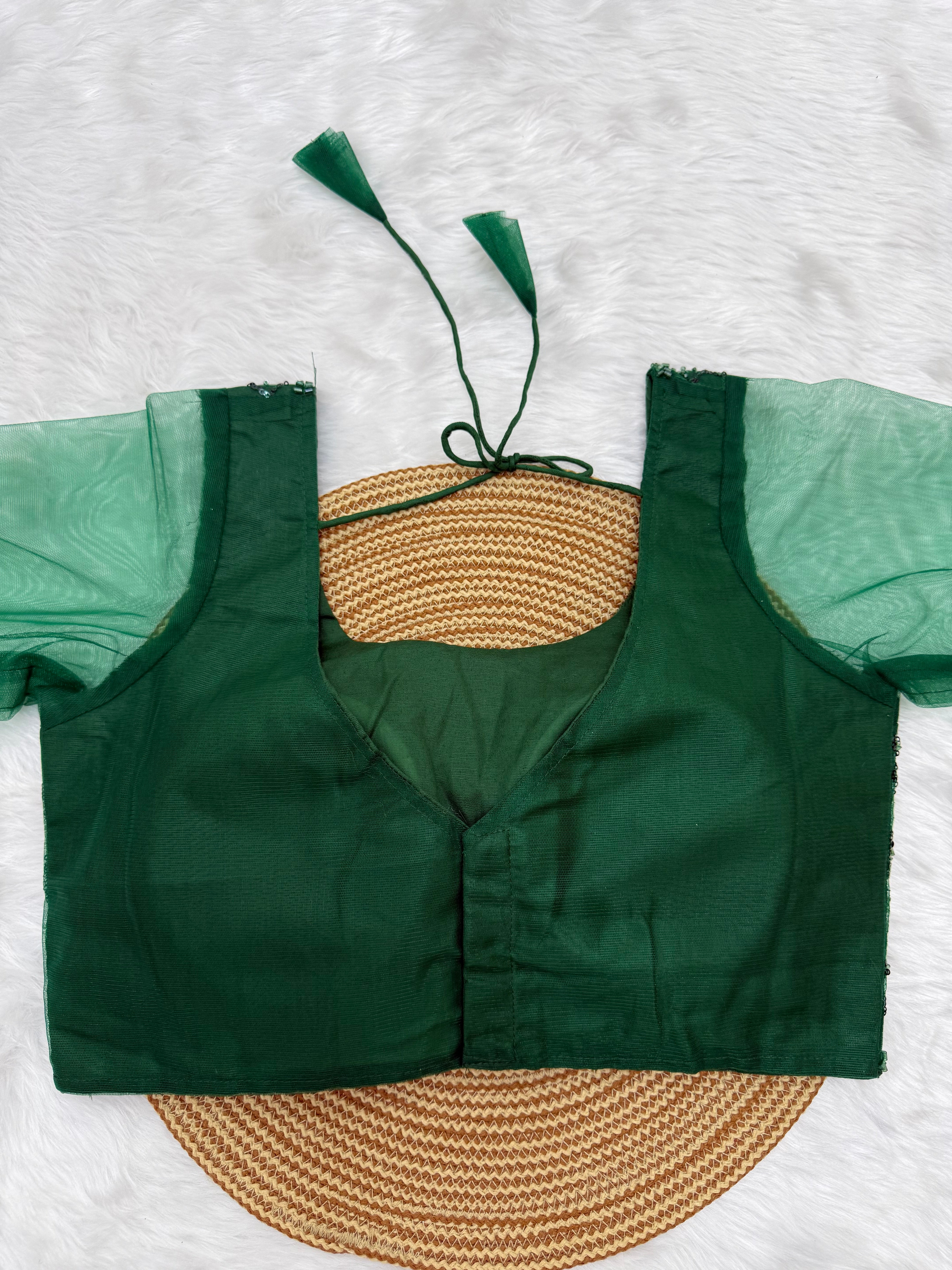 DESIGNER SEQUIN EMBELLISHED SAREE BLOUSE - GREEN