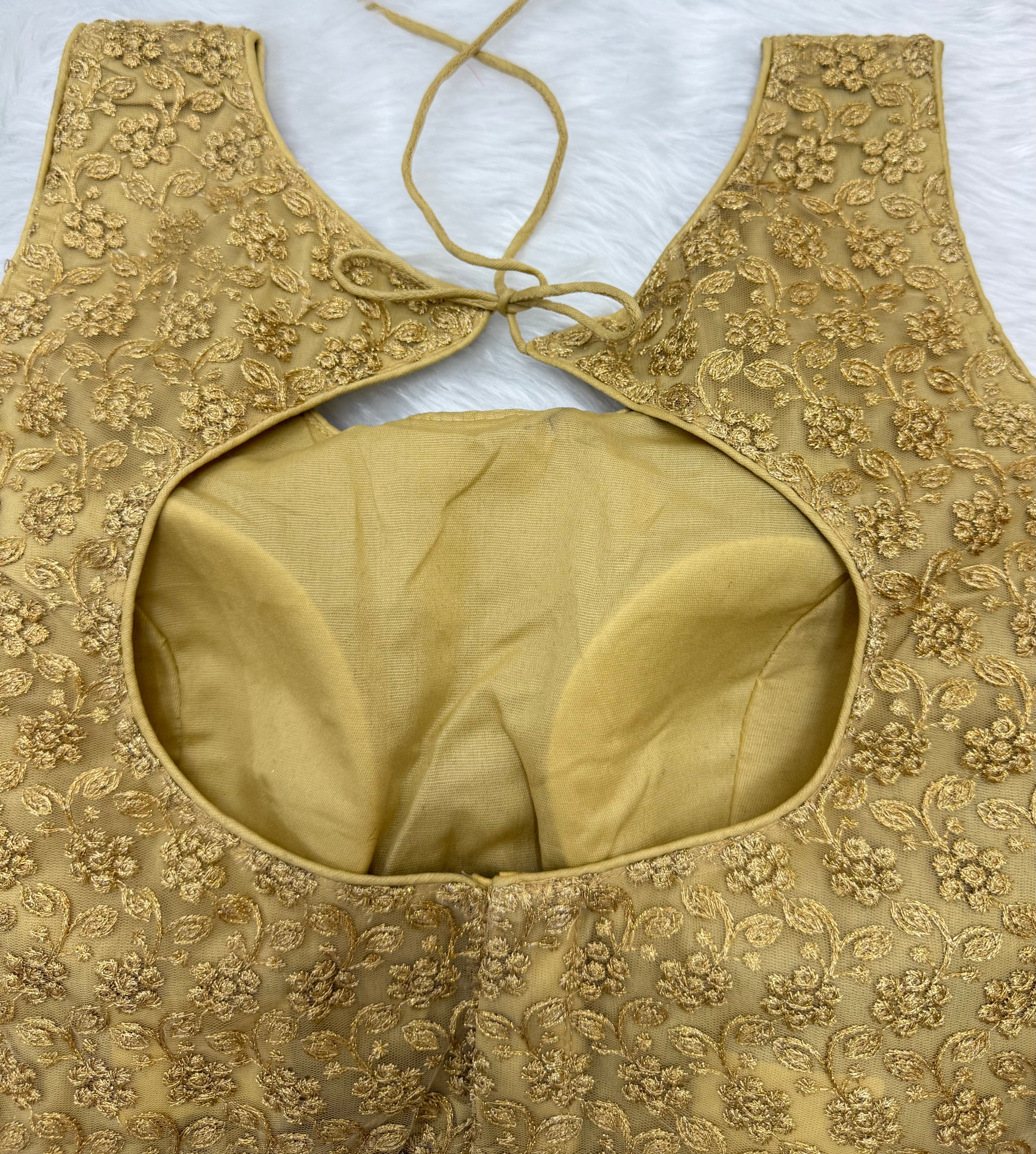 SLEEVELESS DESIGNER READYMADE BLOUSE - GOLD