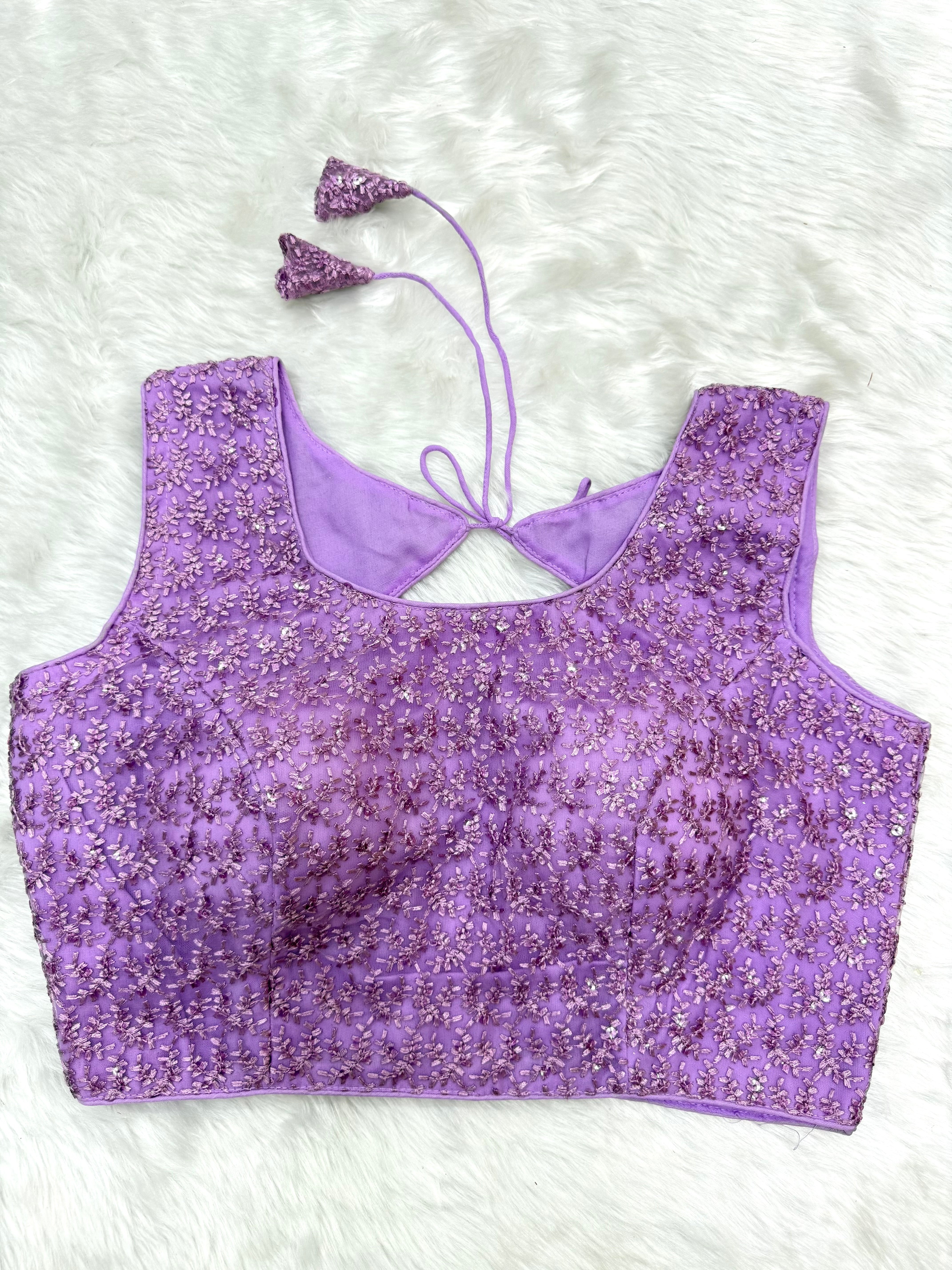 SLEEVELESS DESIGNER READYMADE BLOUSE - LAVENDER