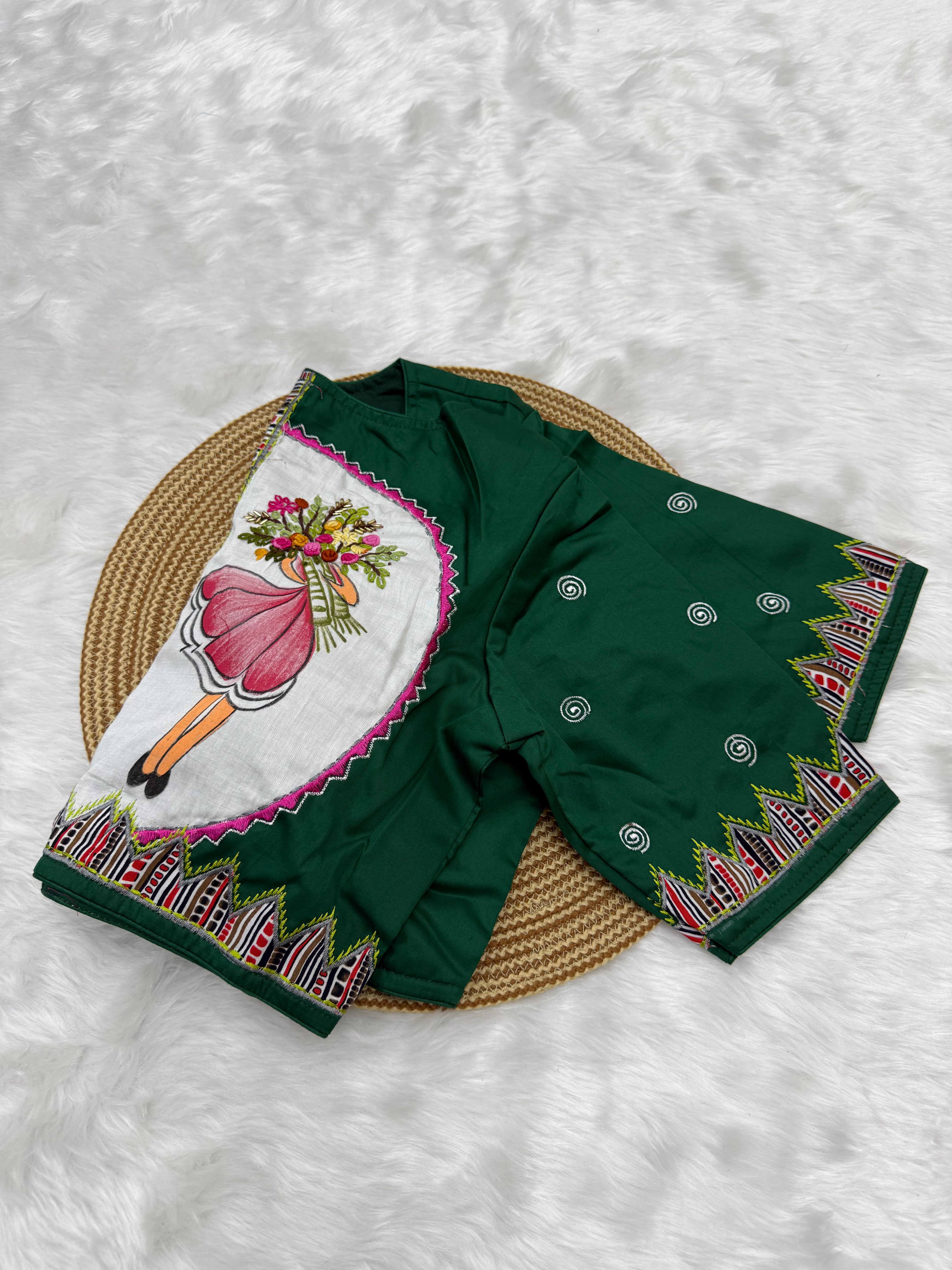 BOUTIQUE STYLE HAND WORK DESIGNER BLOUSE - GREEN