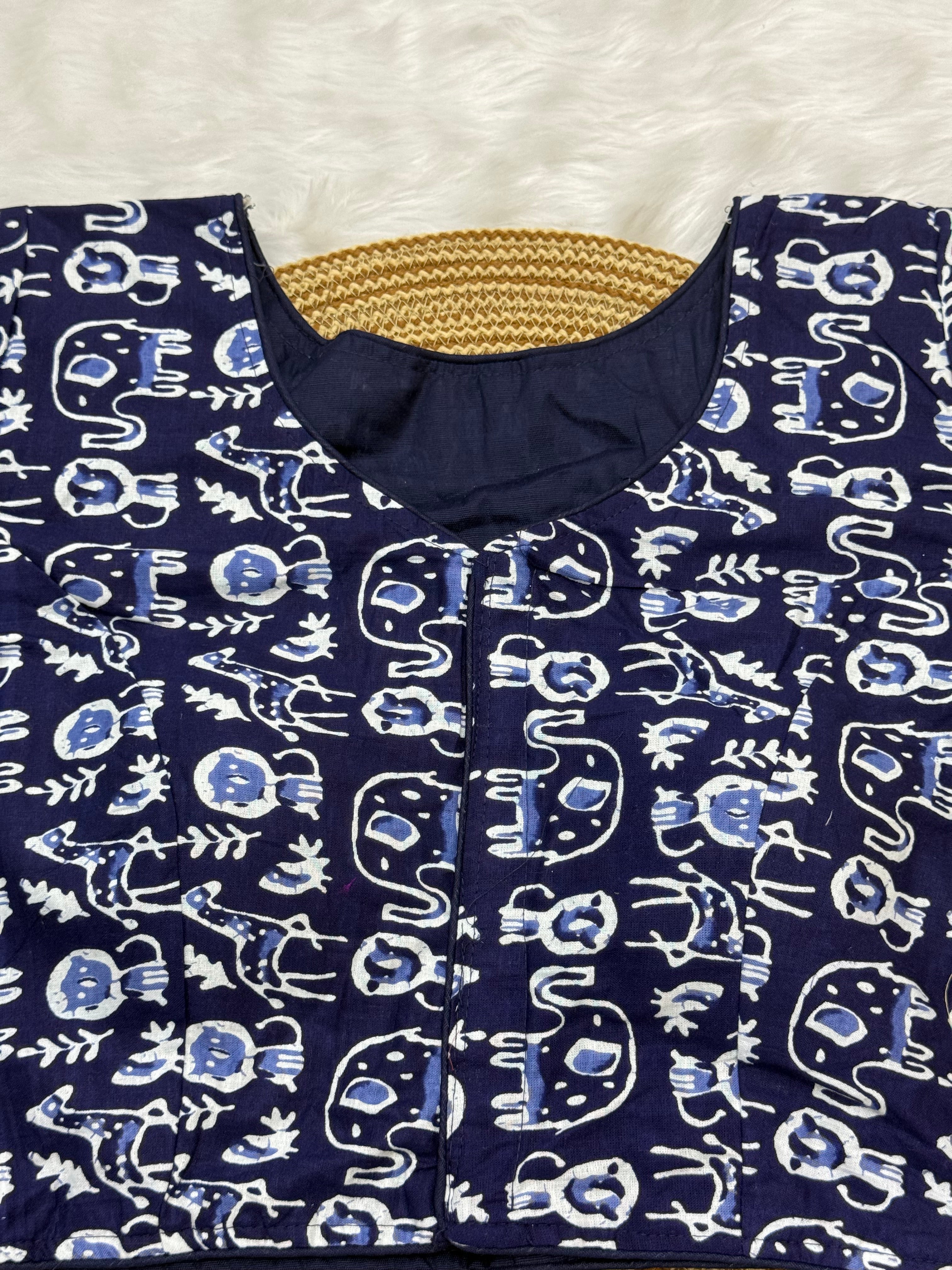 FANCY COTTON READY TO WEAR SAREE BLOUSE - BLUE