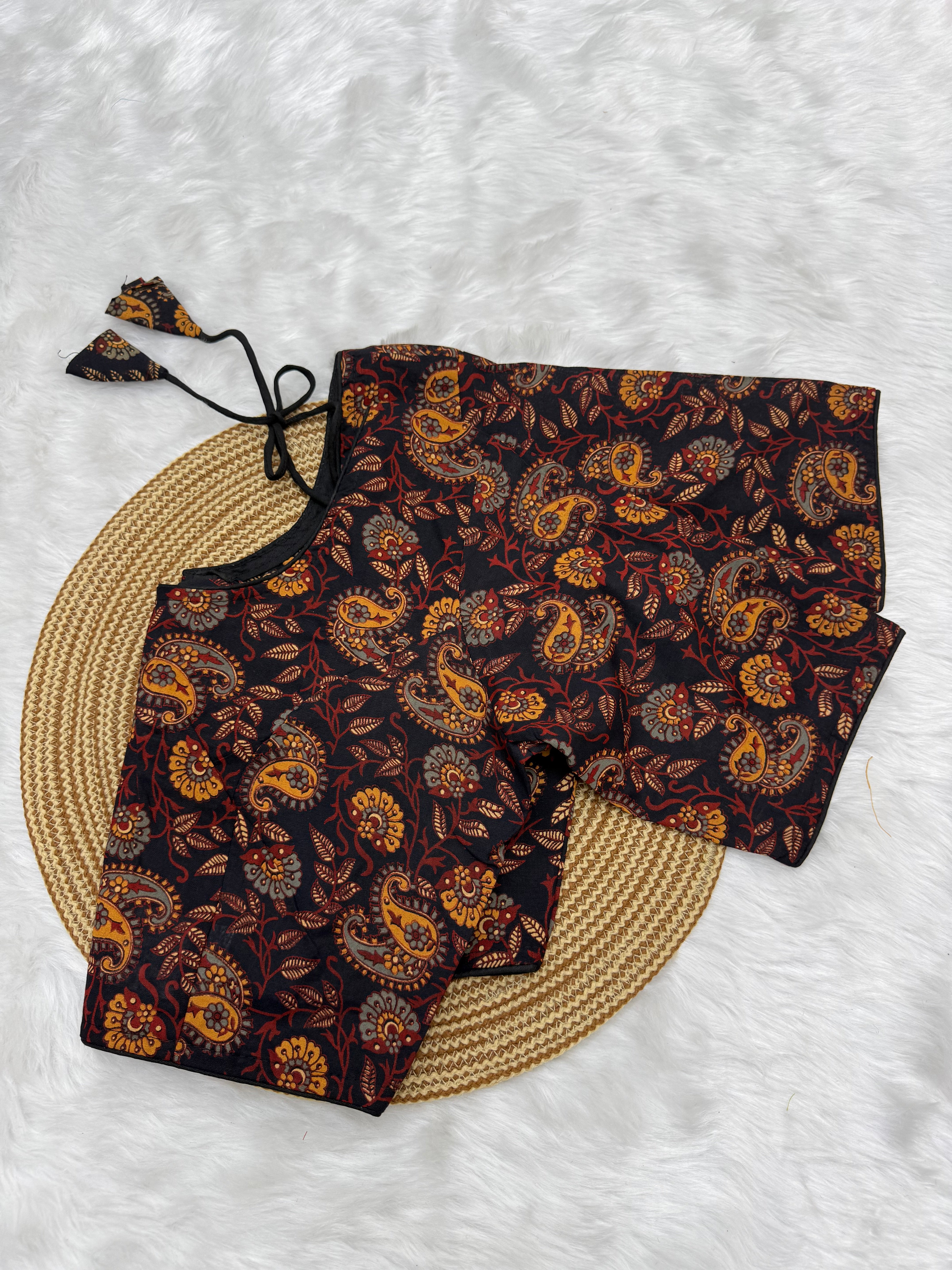 PRINTED COTTON READY TO WEAR SAREE BLOUSE - MULTI
