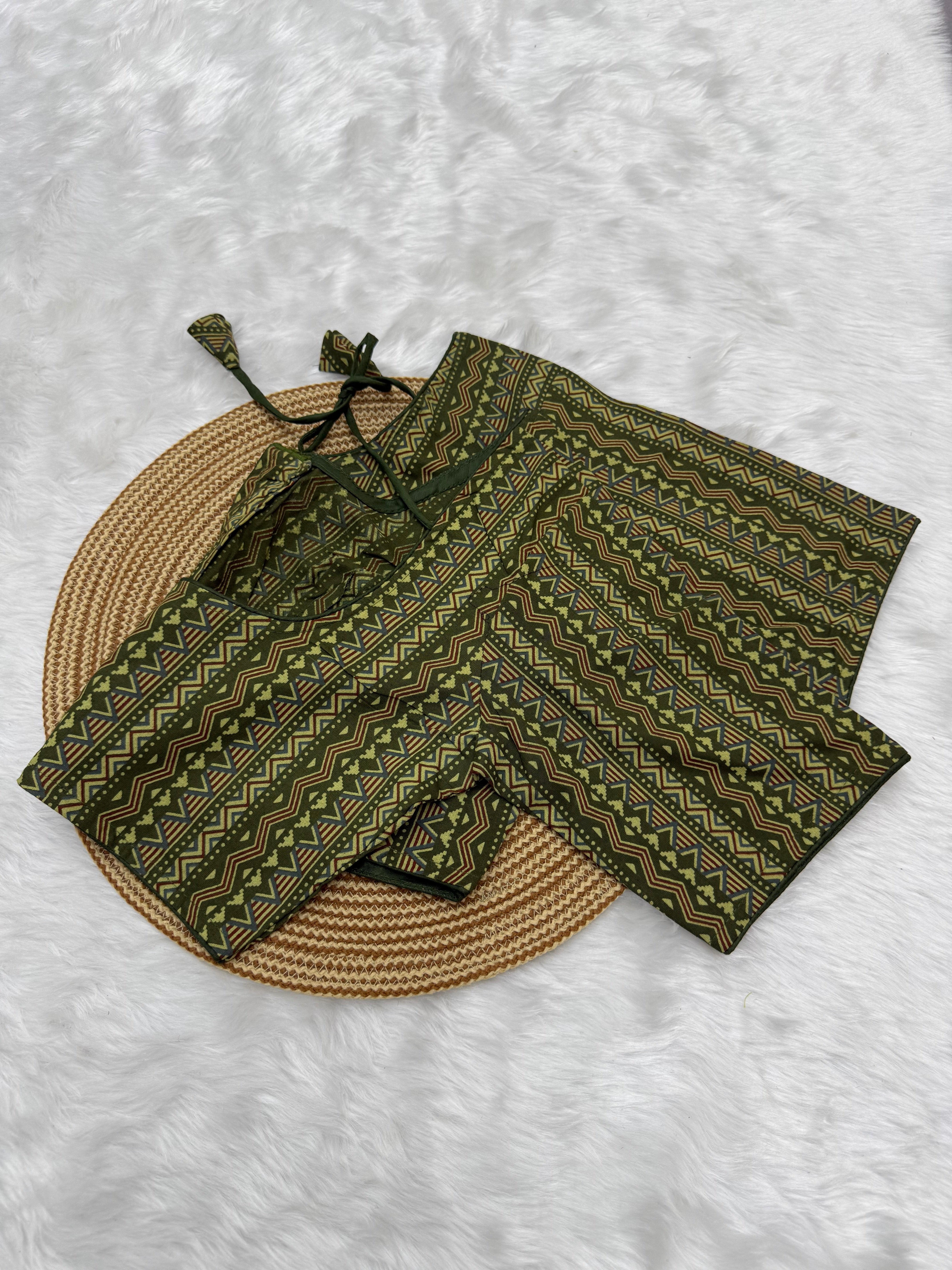 PRINTED COTTON READY TO WEAR SAREE BLOUSE - MULTI