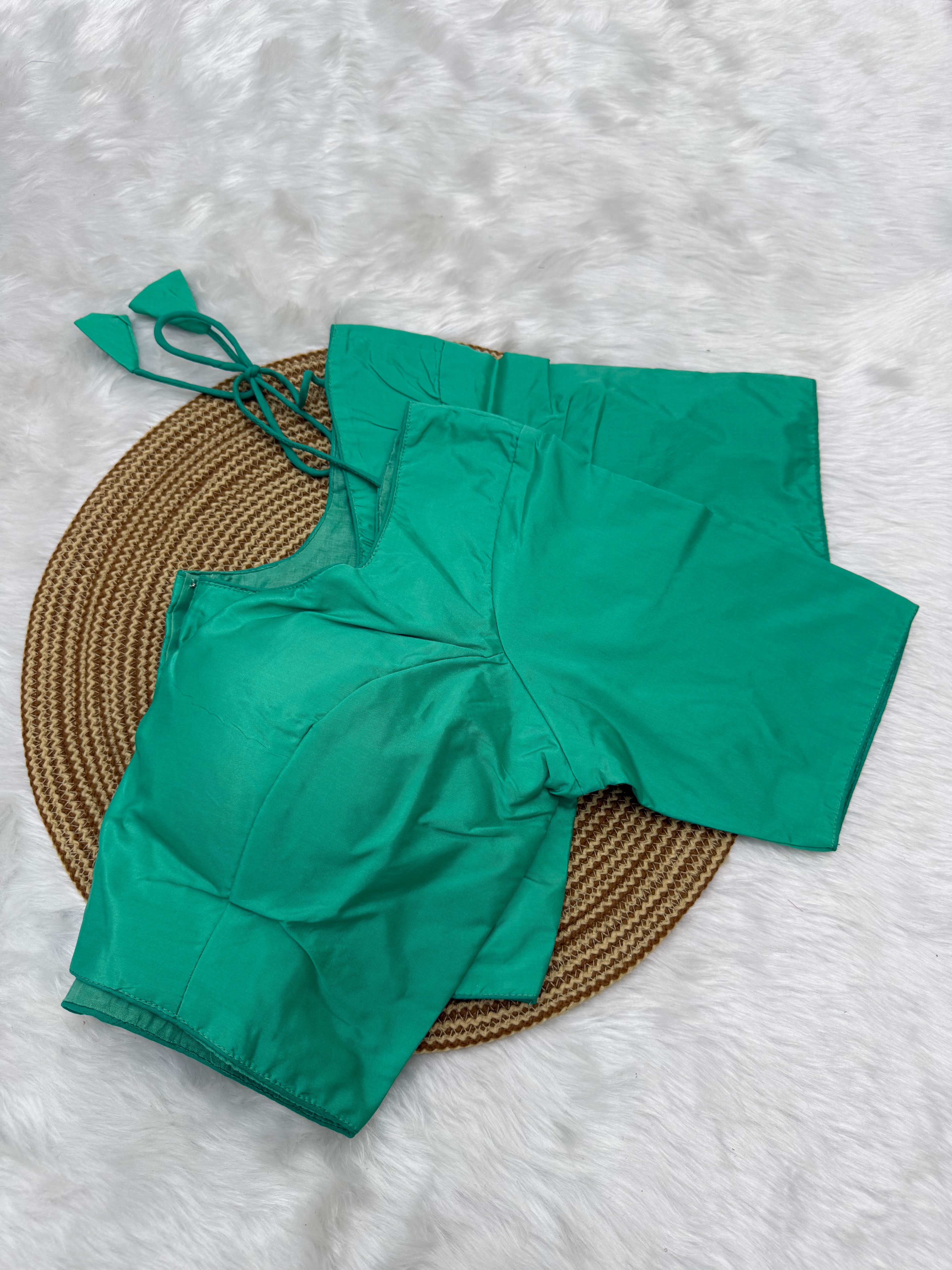 PLAIN SILK READY TO WEAR SAREE BLOUSE - TEAL