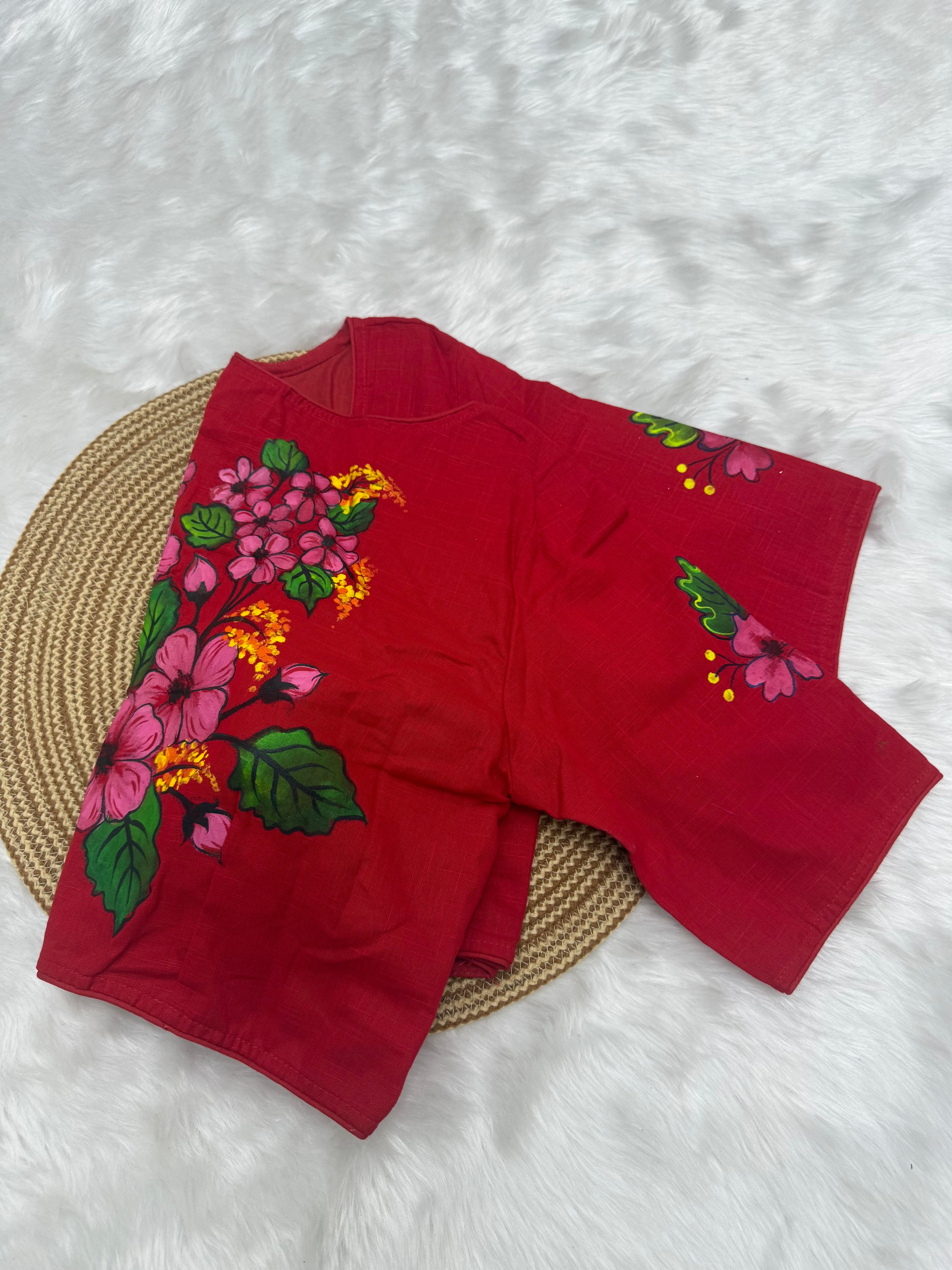 BOUTIQUE STYLE HAND WORK DESIGNER BLOUSE - RED