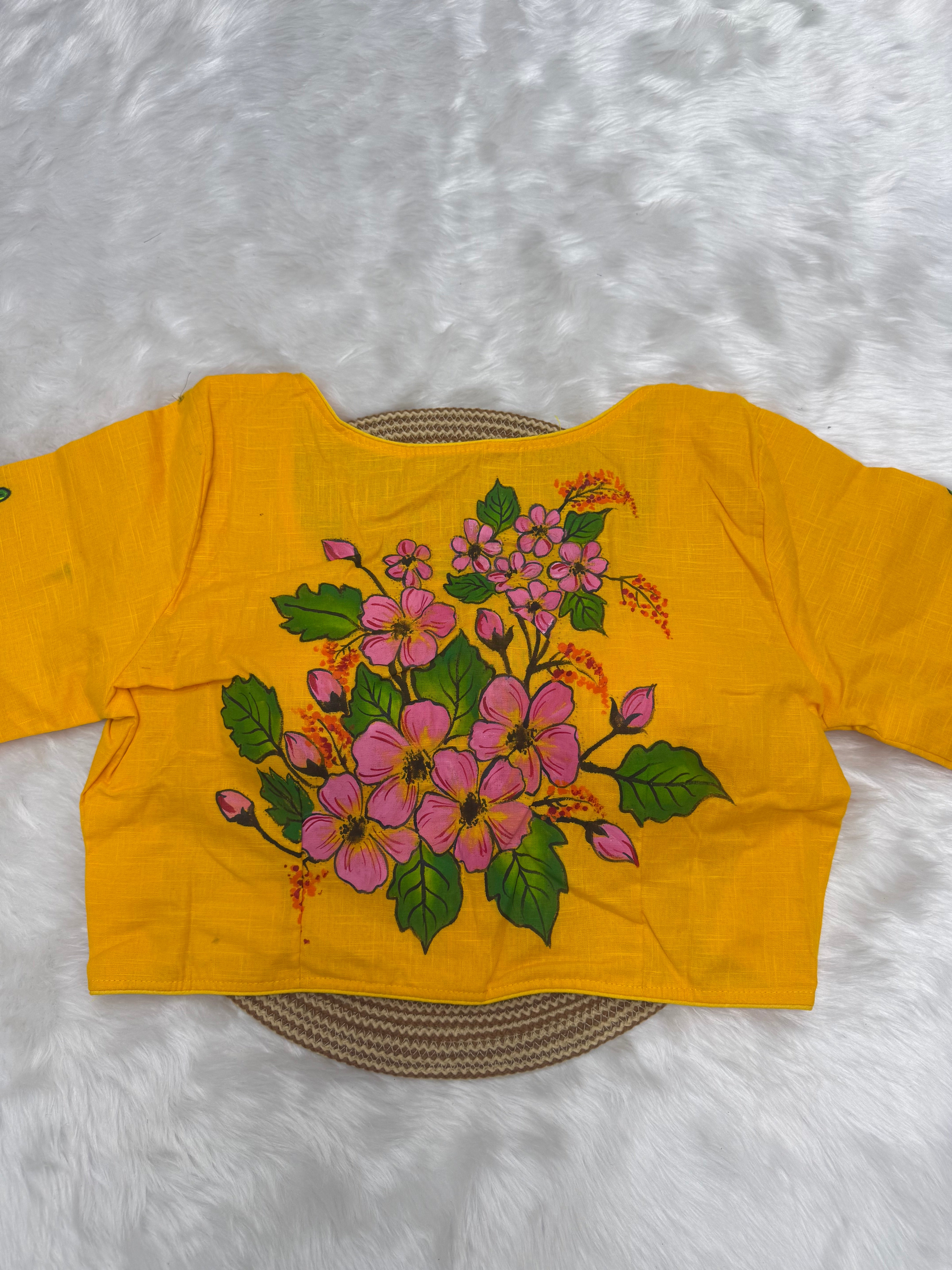 BOUTIQUE STYLE HAND WORK DESIGNER BLOUSE - YELLOW