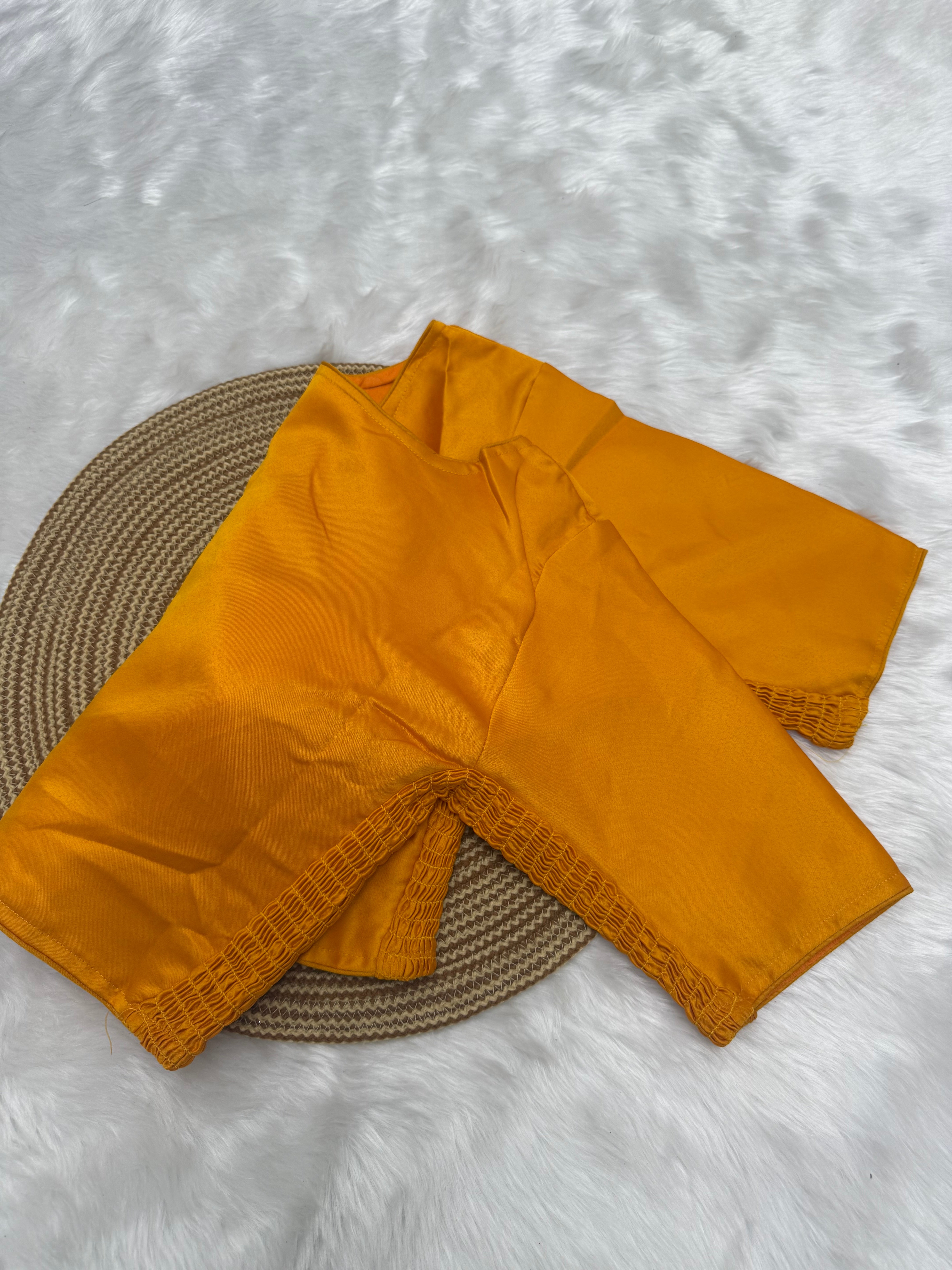 SOLID SIDE STRETCHABLE SAREE BLOUSE - YELLOW