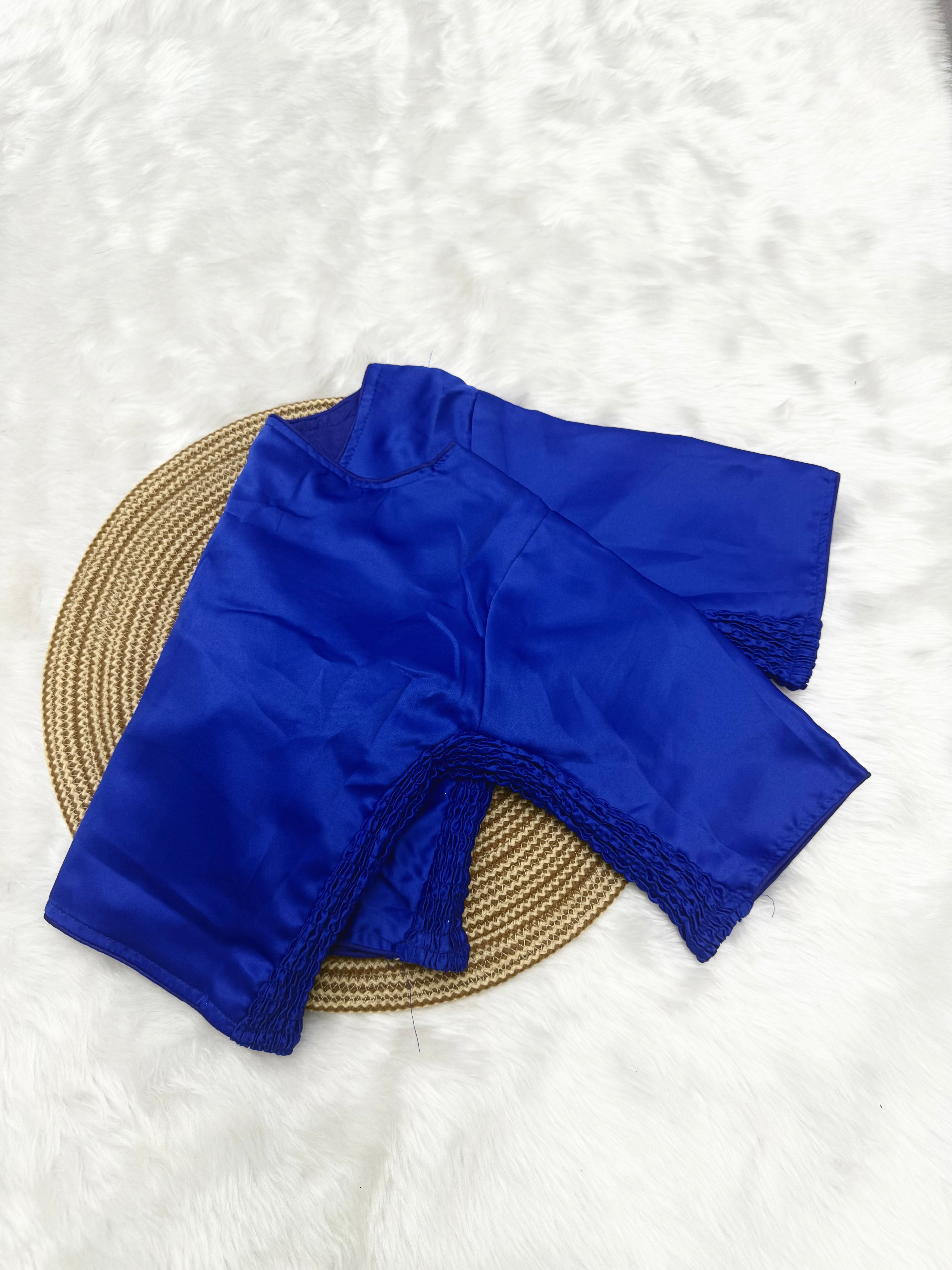 SOLID SIDE STRETCHABLE SAREE BLOUSE - BLUE
