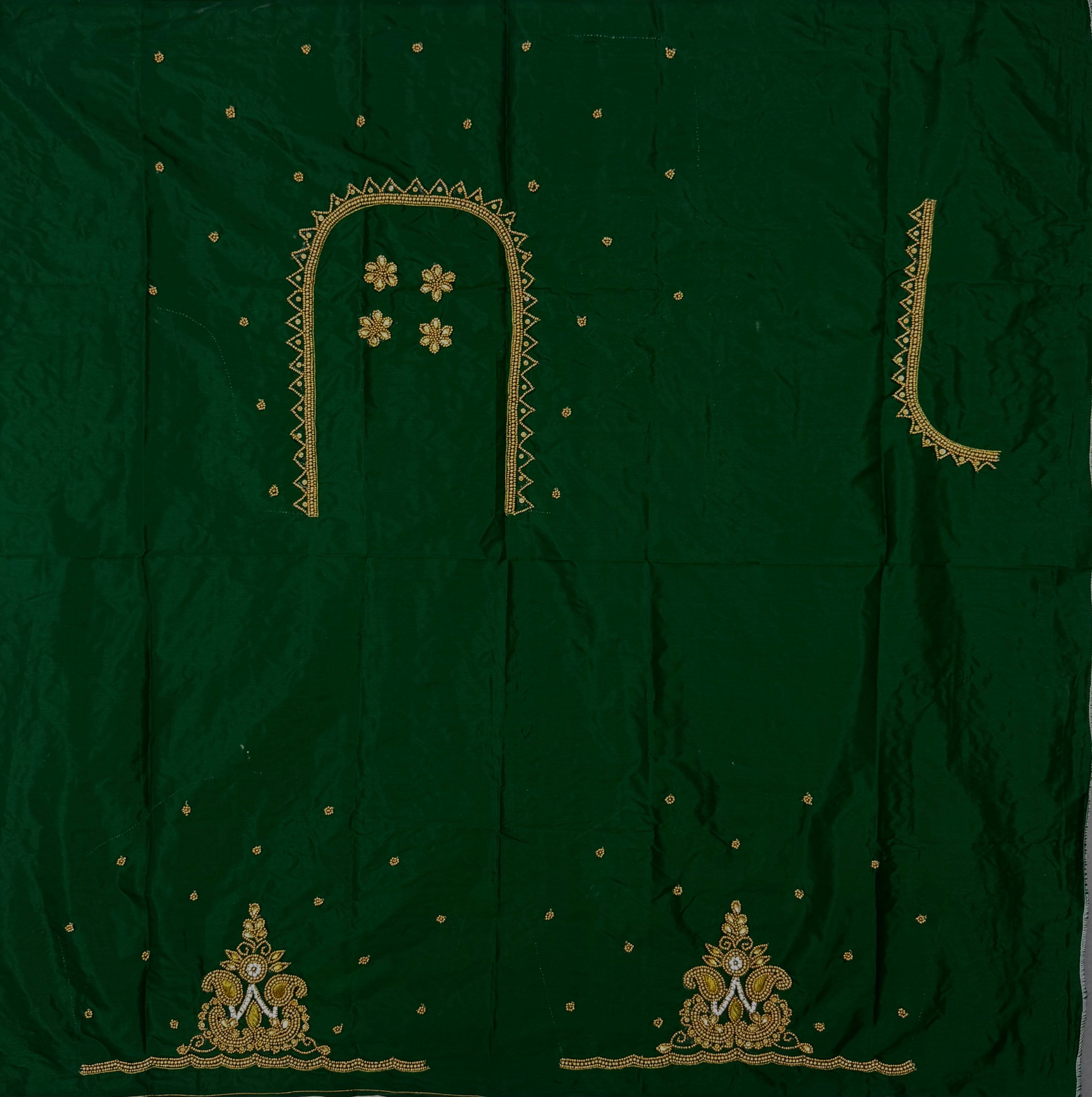 WOMENS PREMIUM AARI WORK BLOUSE PIECE 1 METER - GREEN