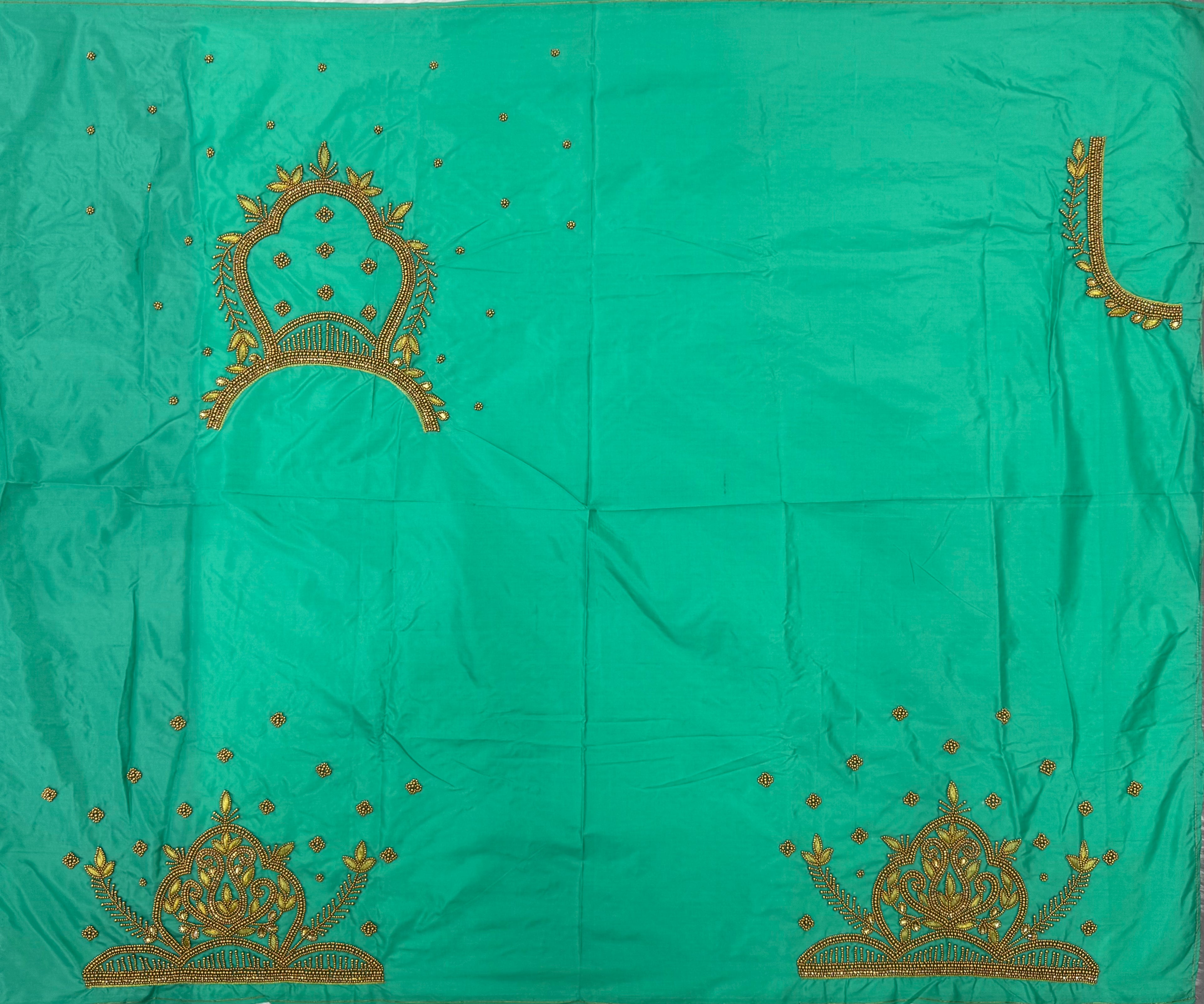 WOMENS PREMIUM AARI WORK BLOUSE PIECE 1 METER - SEAFOAM