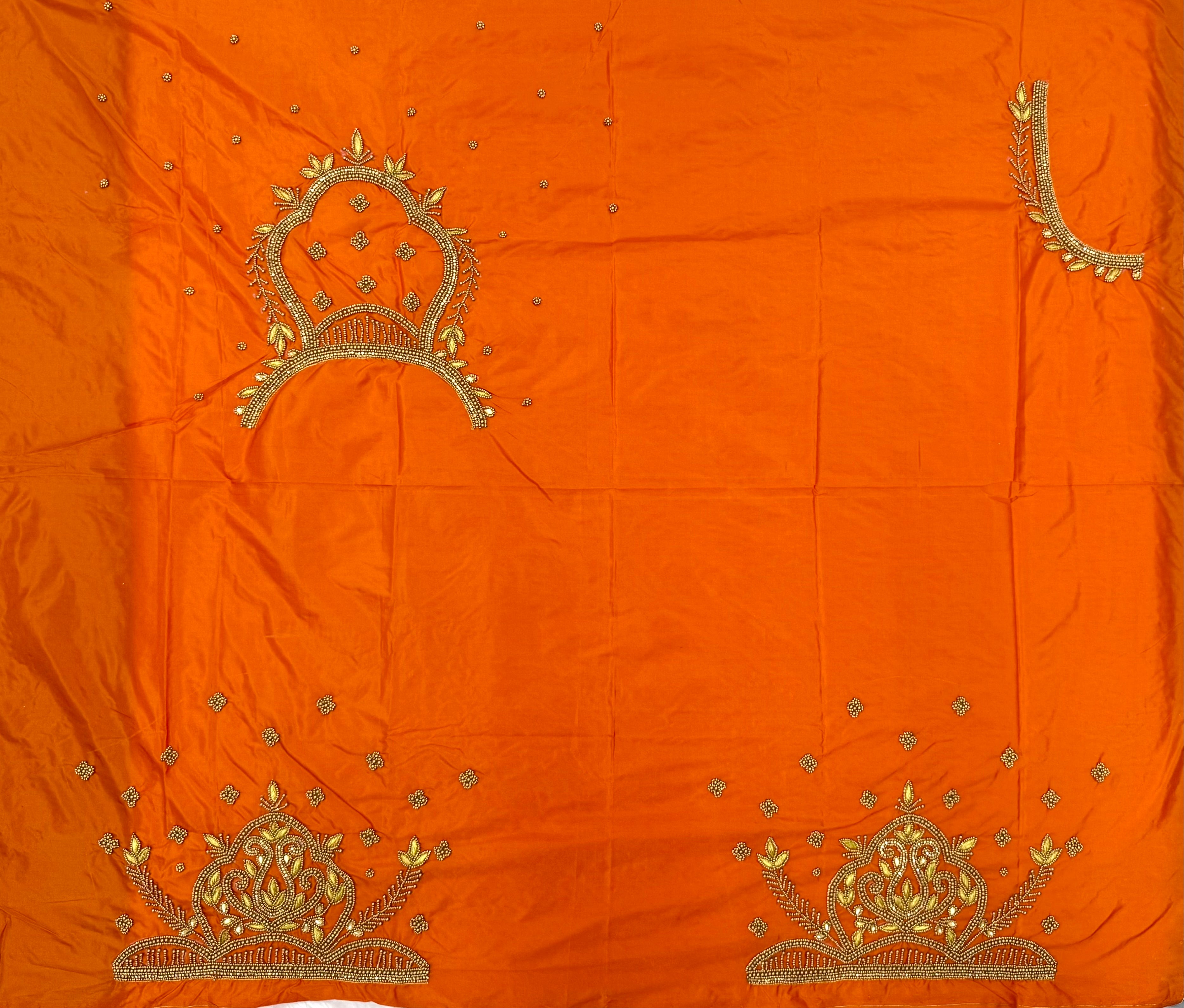 WOMENS PREMIUM AARI WORK BLOUSE PIECE 1 METER - ORANGE