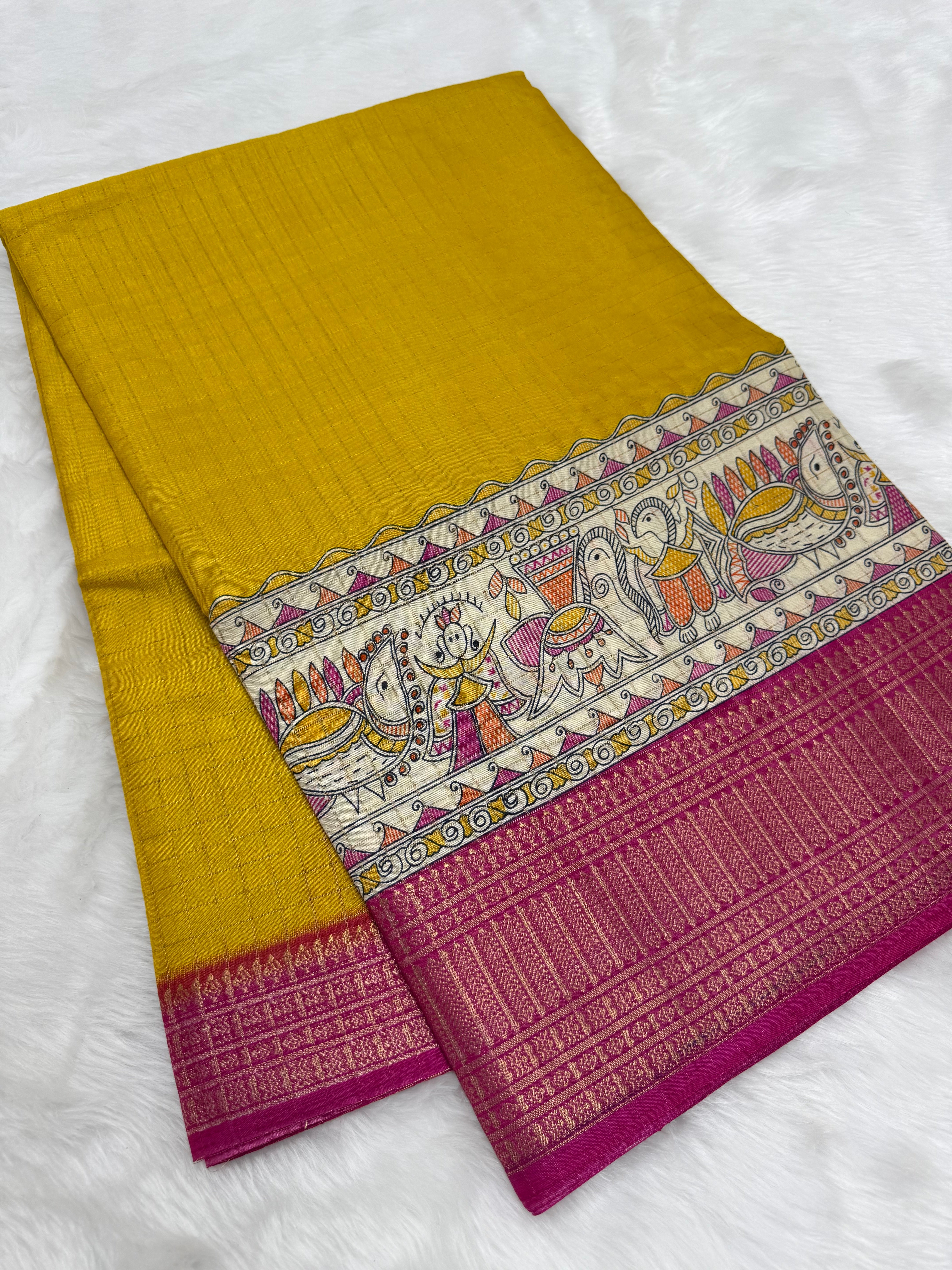 MADHUBANI PRINTED DOLLA SILK SAREES - MULTI