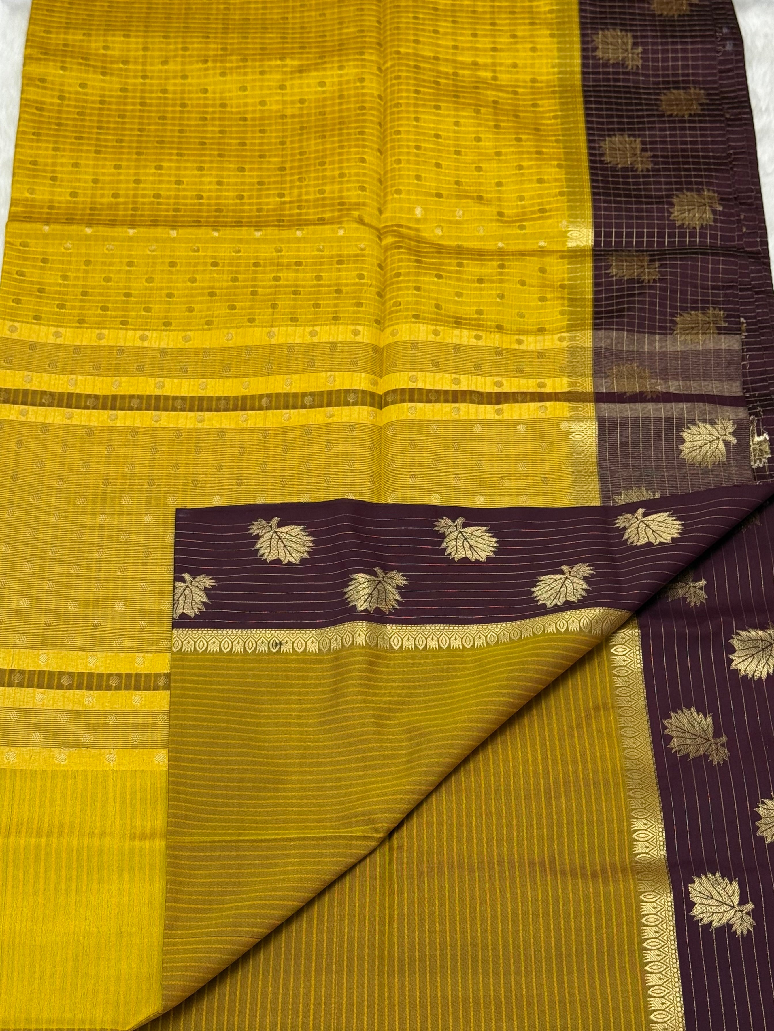 PREMIUM BANARASI GANGA YAMUNA SAREE - YELLOW