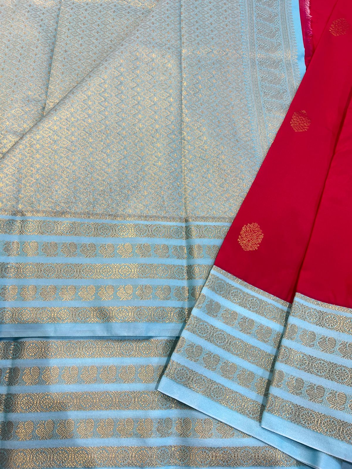 PREMIUM SEMI KANCHI SILK SAREE - RUBY RED