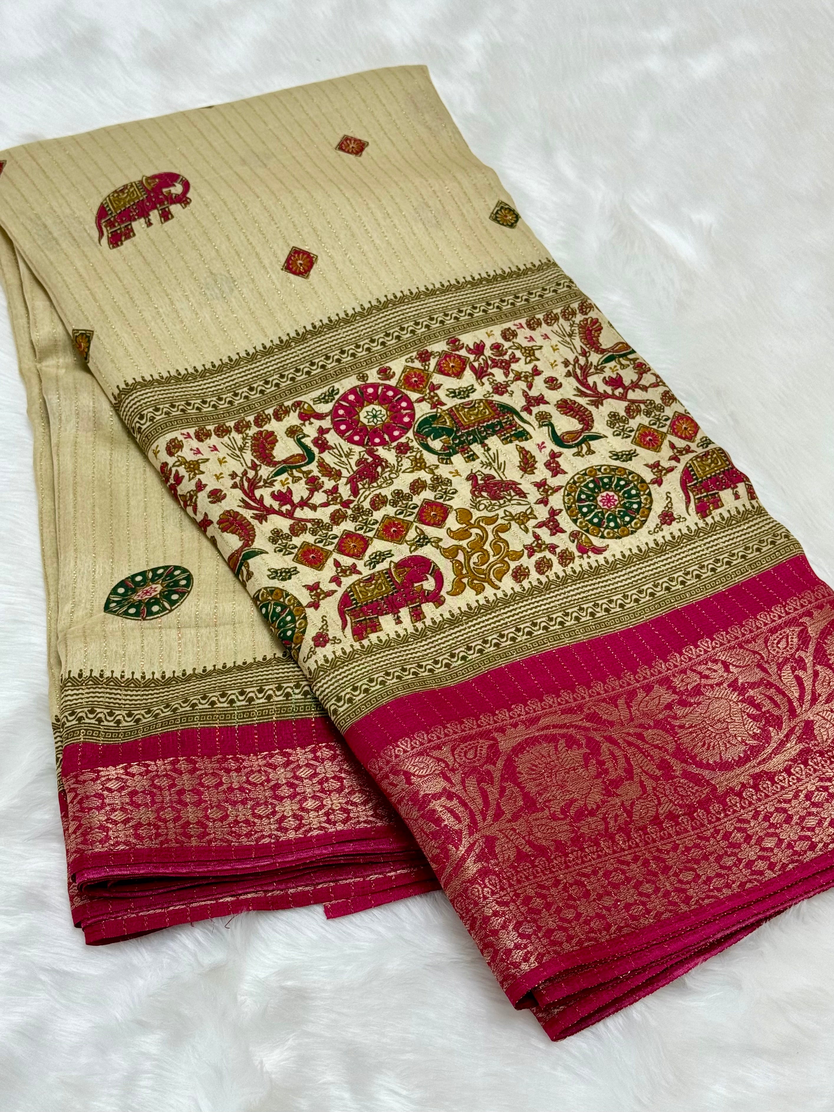 PREMIUM BANARAS SILK SAREE - BEIGE