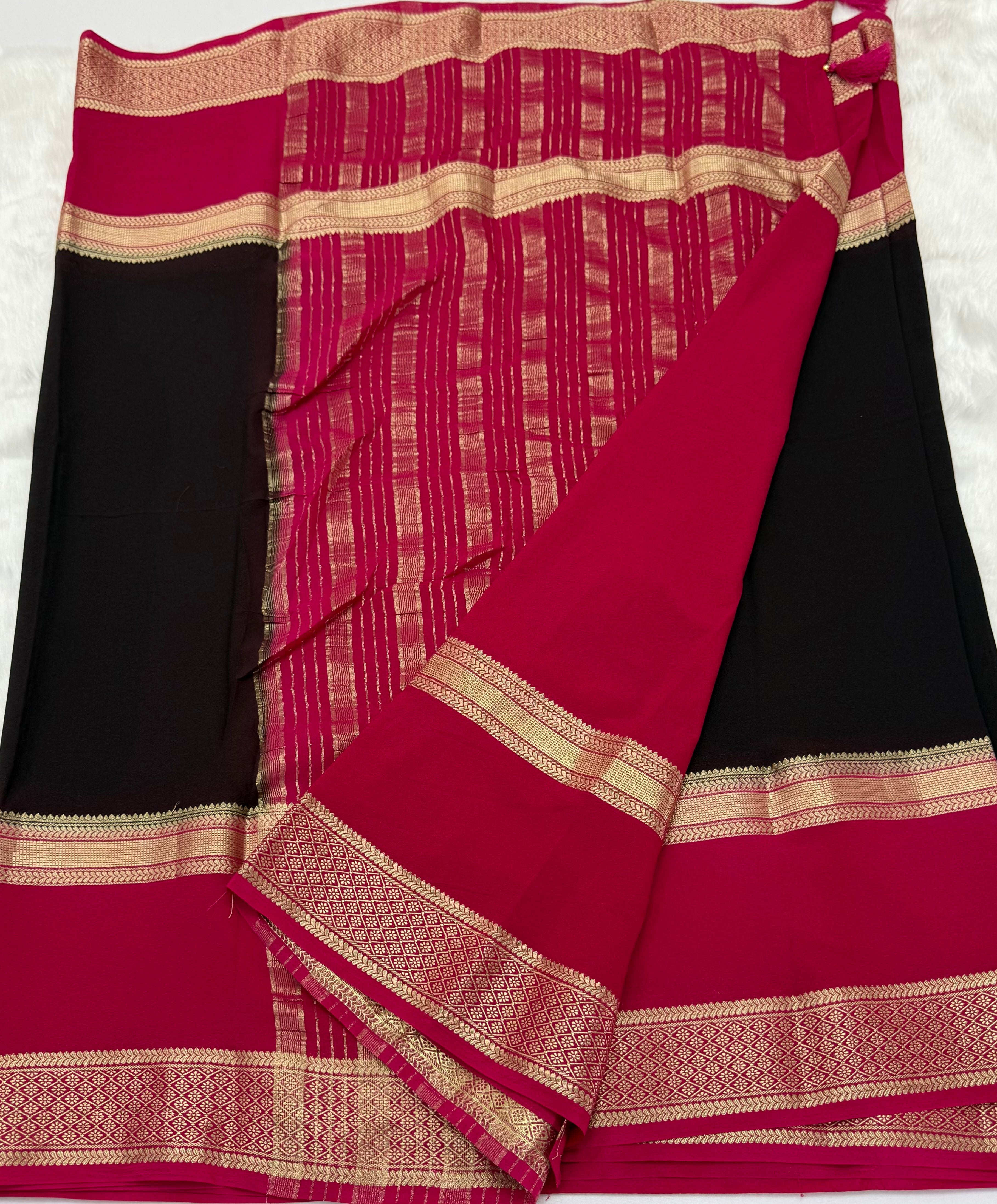 PREMIUM SEMI CREPE SILK SAREE - COFFEE BROWN
