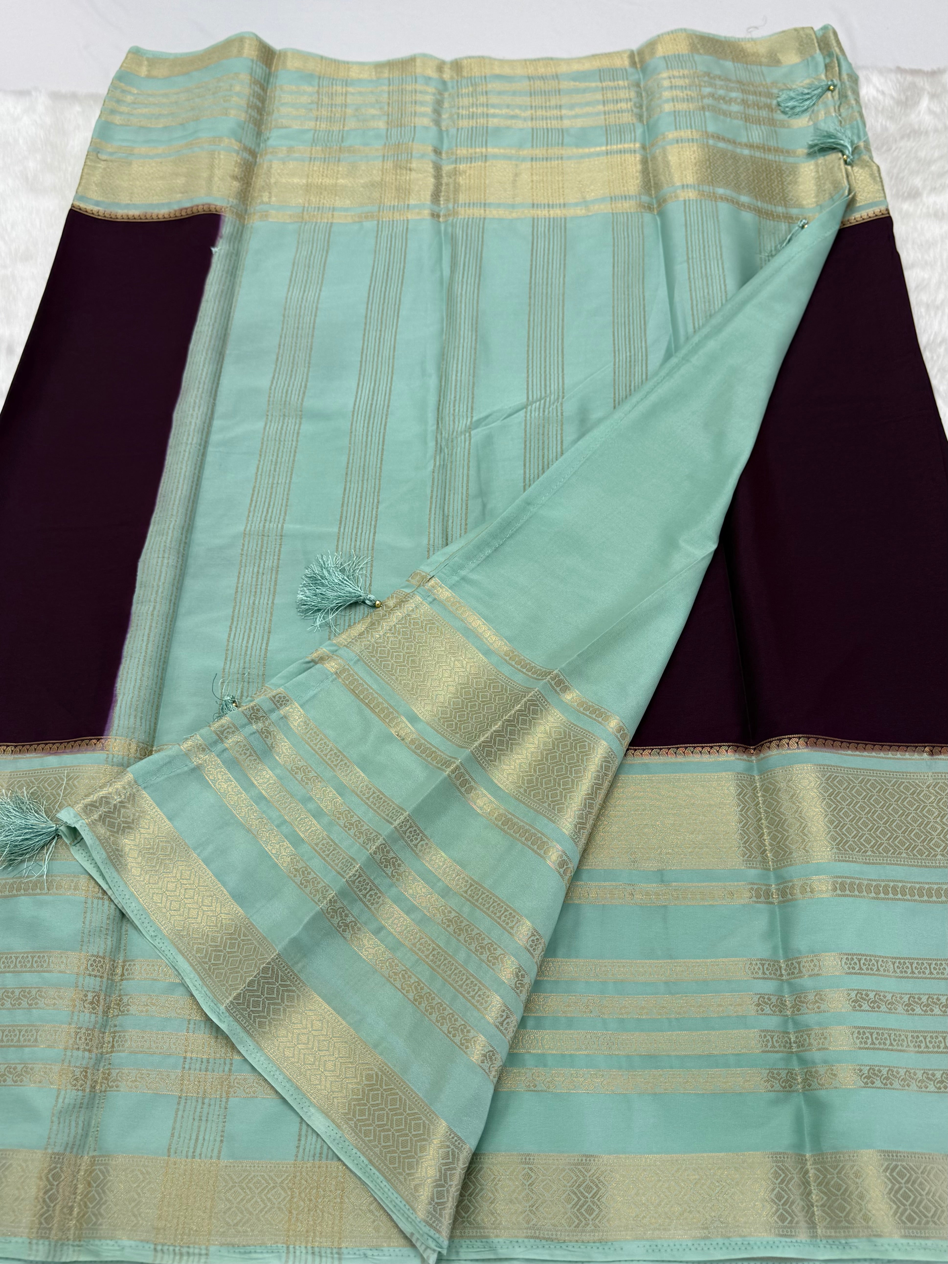 PREMIUM TRADITIONAL SEMI CREPE SILK SAREE - BYZANTINE