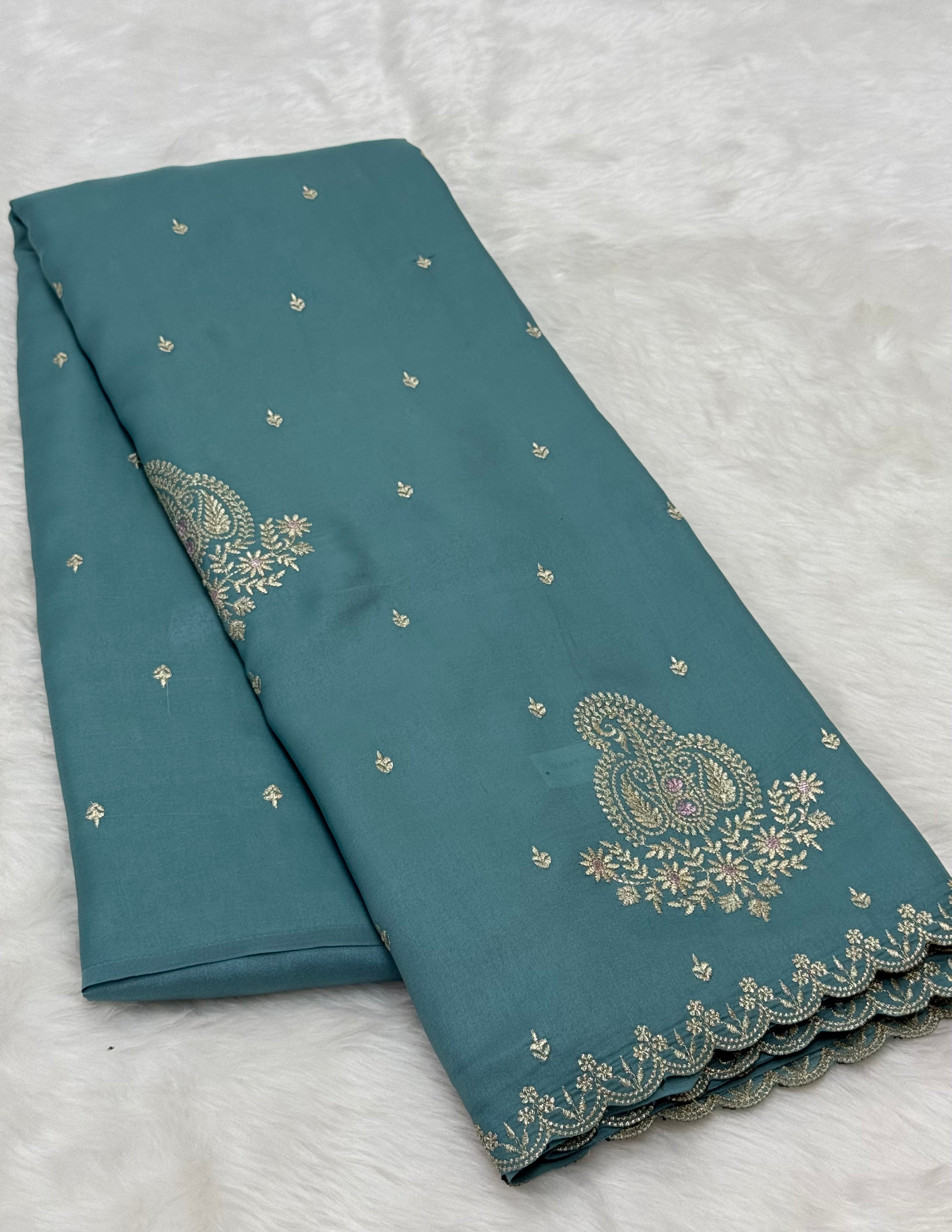 PREMIUM DESIGNER FANCY SAREE - SOFT TEAL