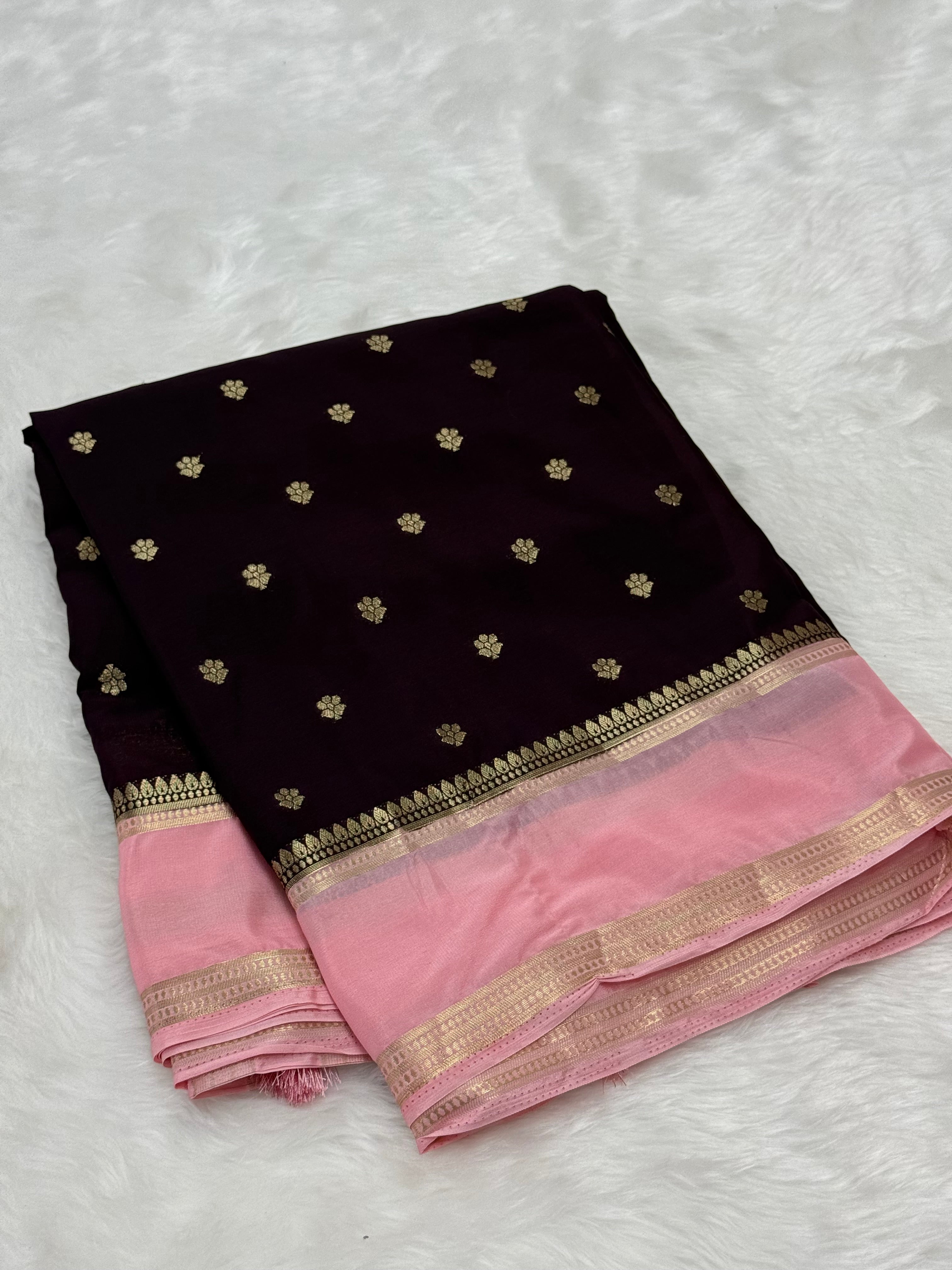 PREMIUM SEMI CREPE SILK SAREE - BROWN