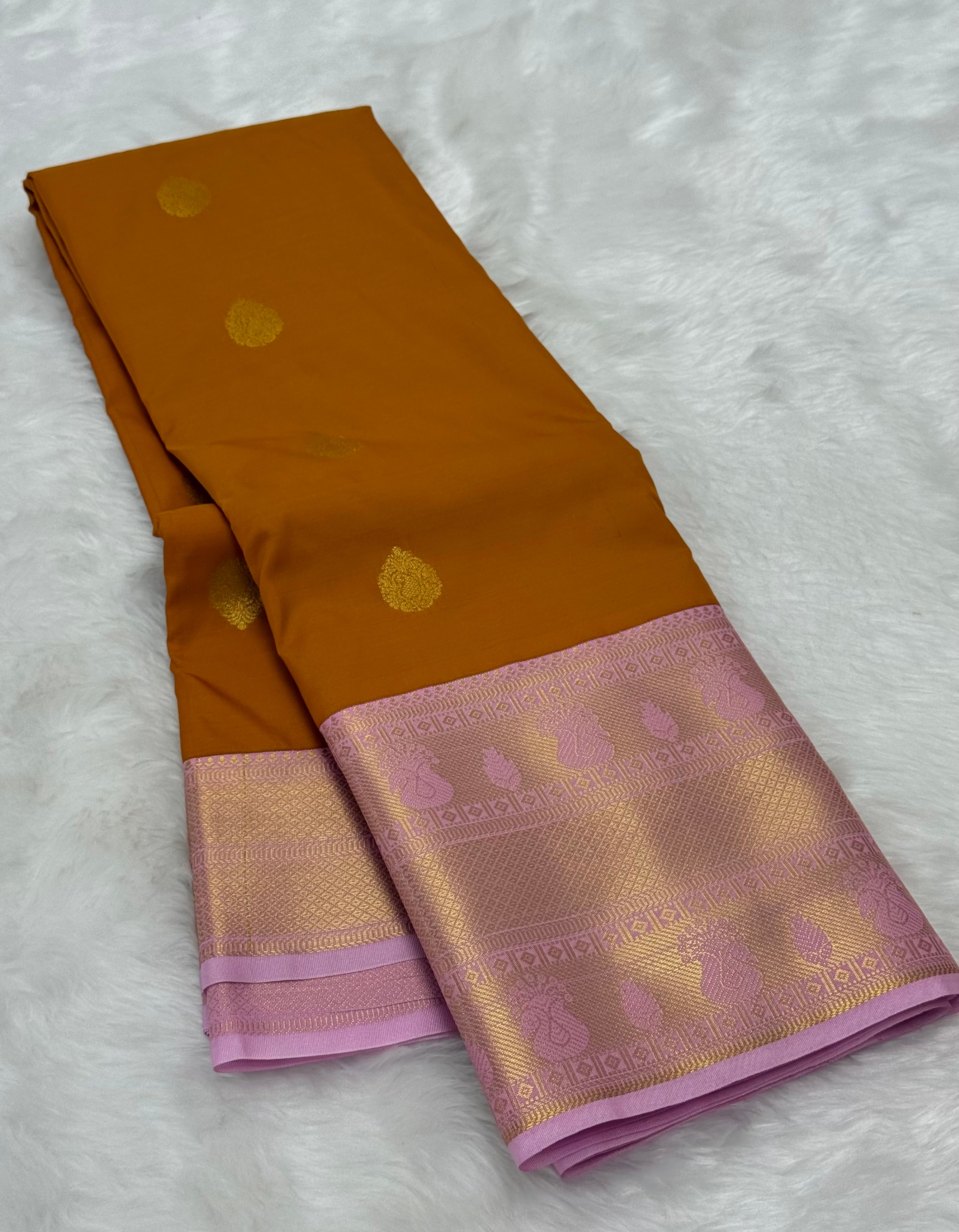PREMIUM SEMI KANCHI SILK SAREE - GAMBOGE