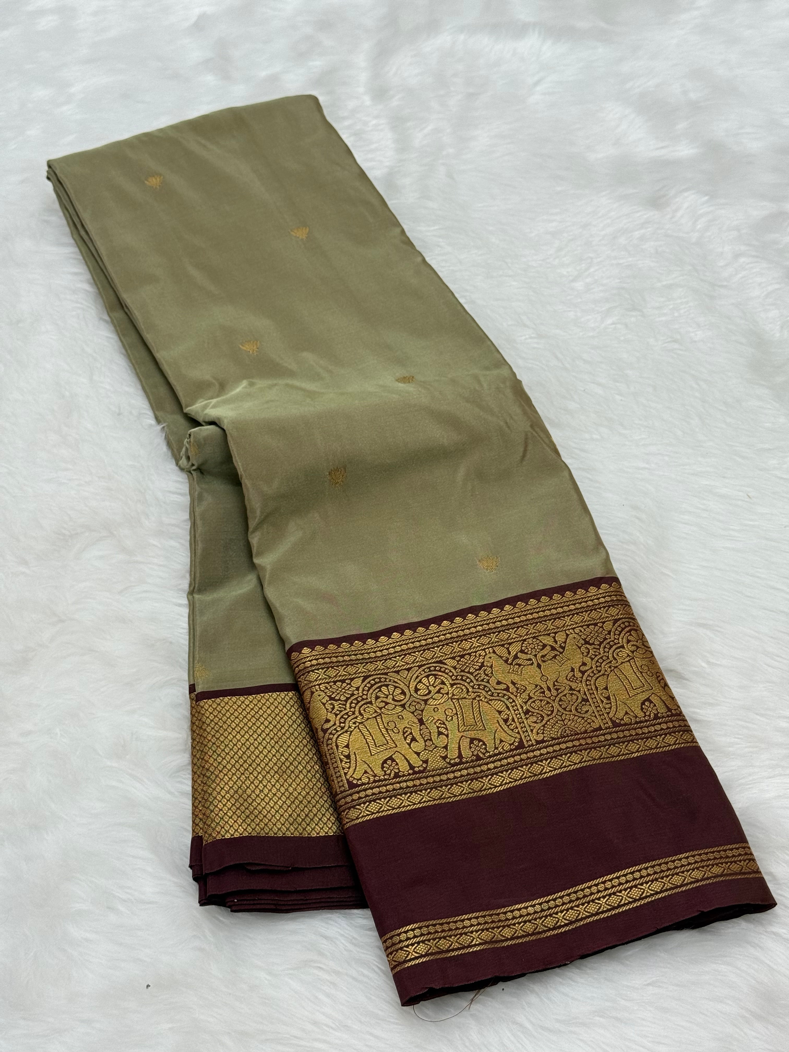 PREMIUM SEMI KANCHI SILK SAREE - LIGHT TAUPE