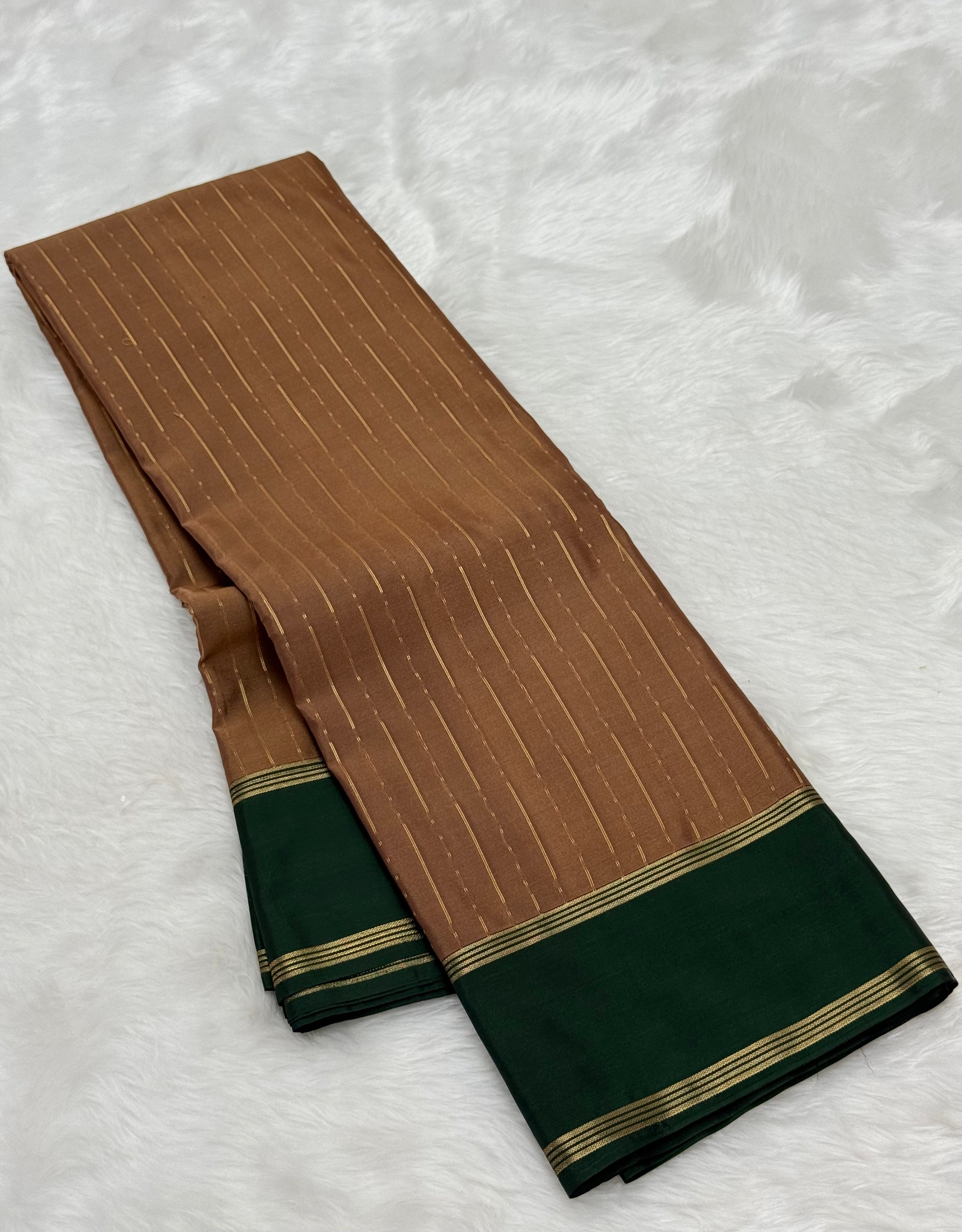 PREMIUM SEMI KANCHI SILK SAREE - MEDIUM BROWN