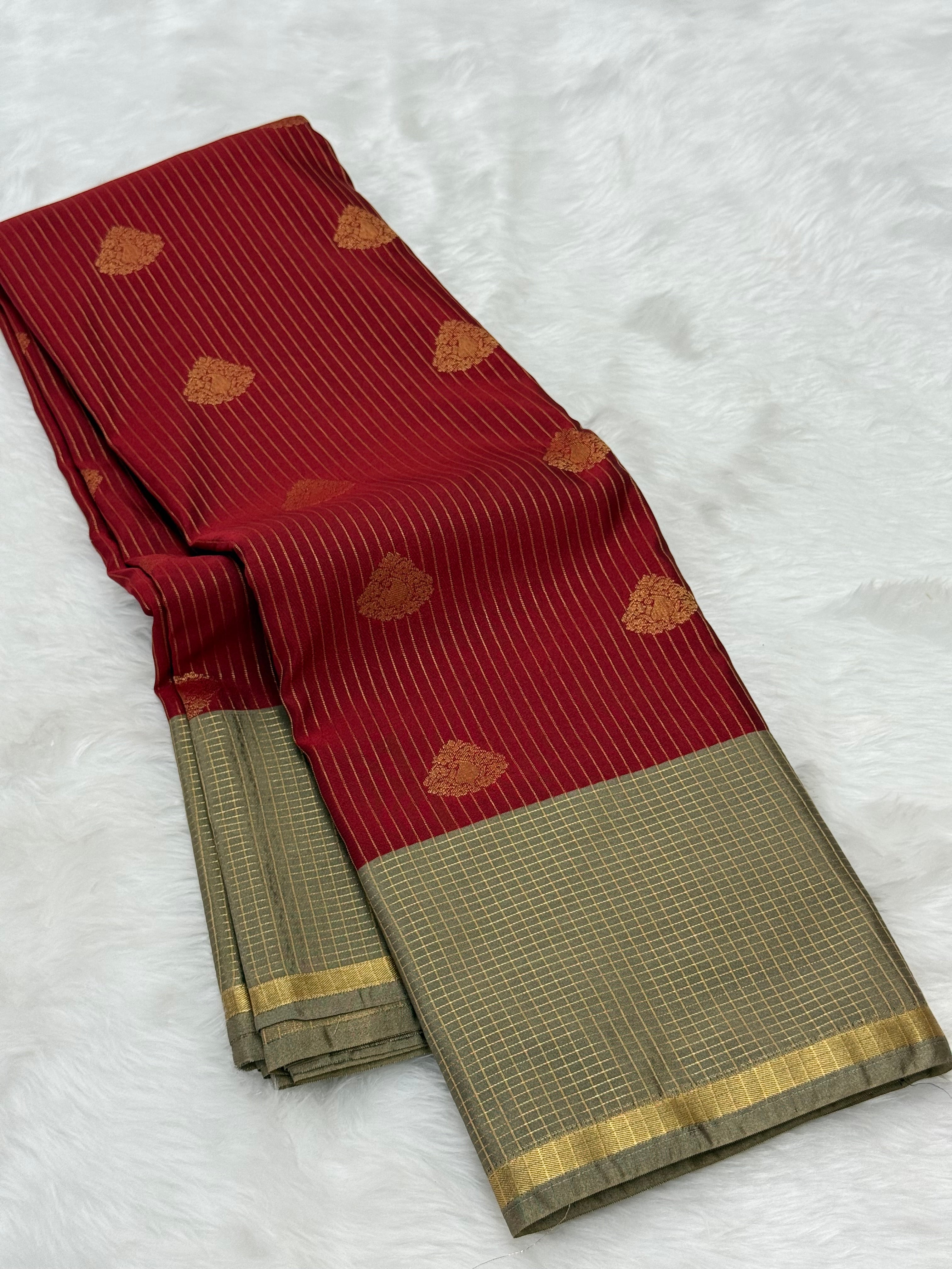 PREMIUM SEMI KANCHI SILK SAREE - CLASSICAL MAROON