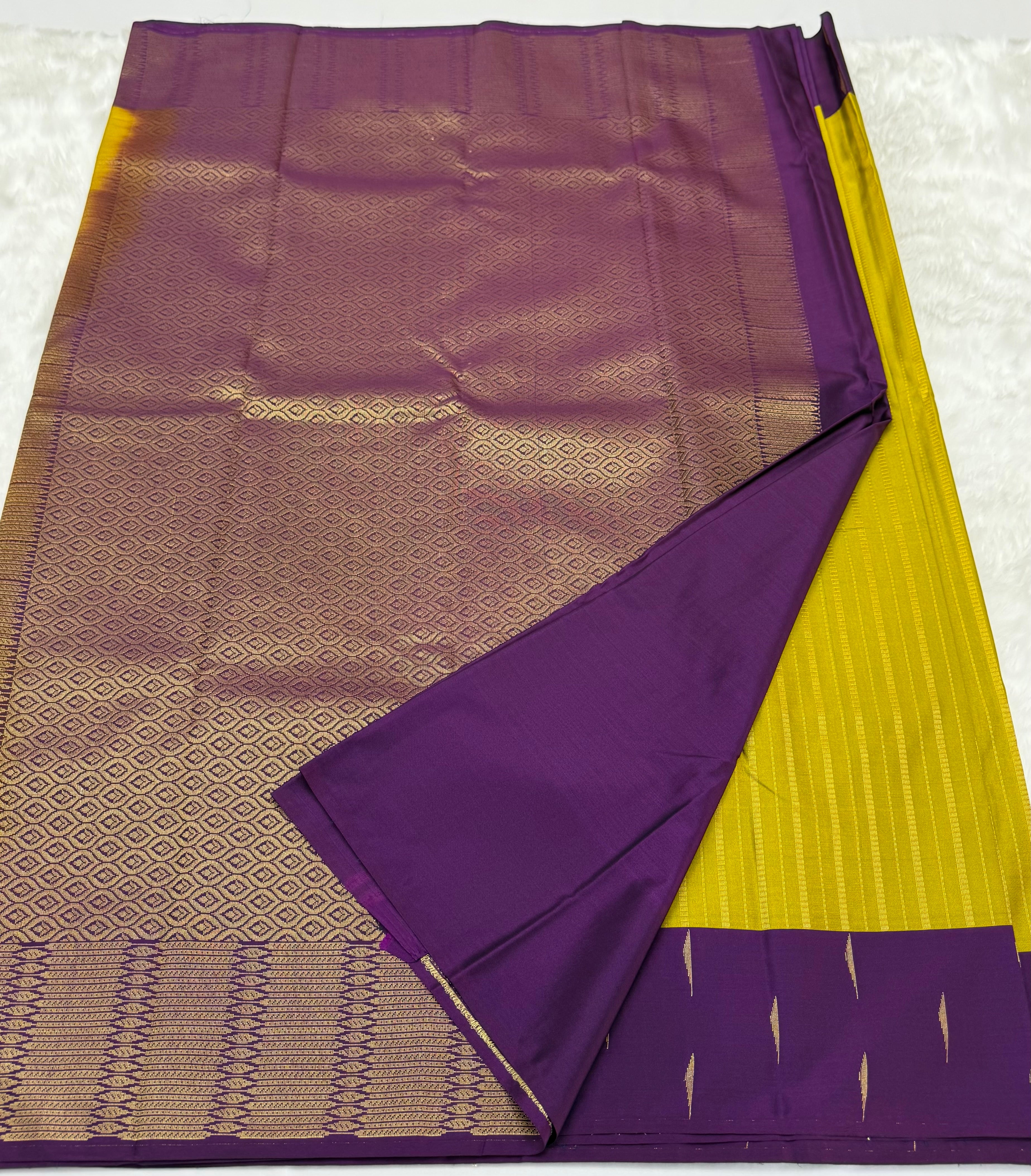 PREMIUM SEMI KANCHI SILK SAREE - GOLDEN OLIVE