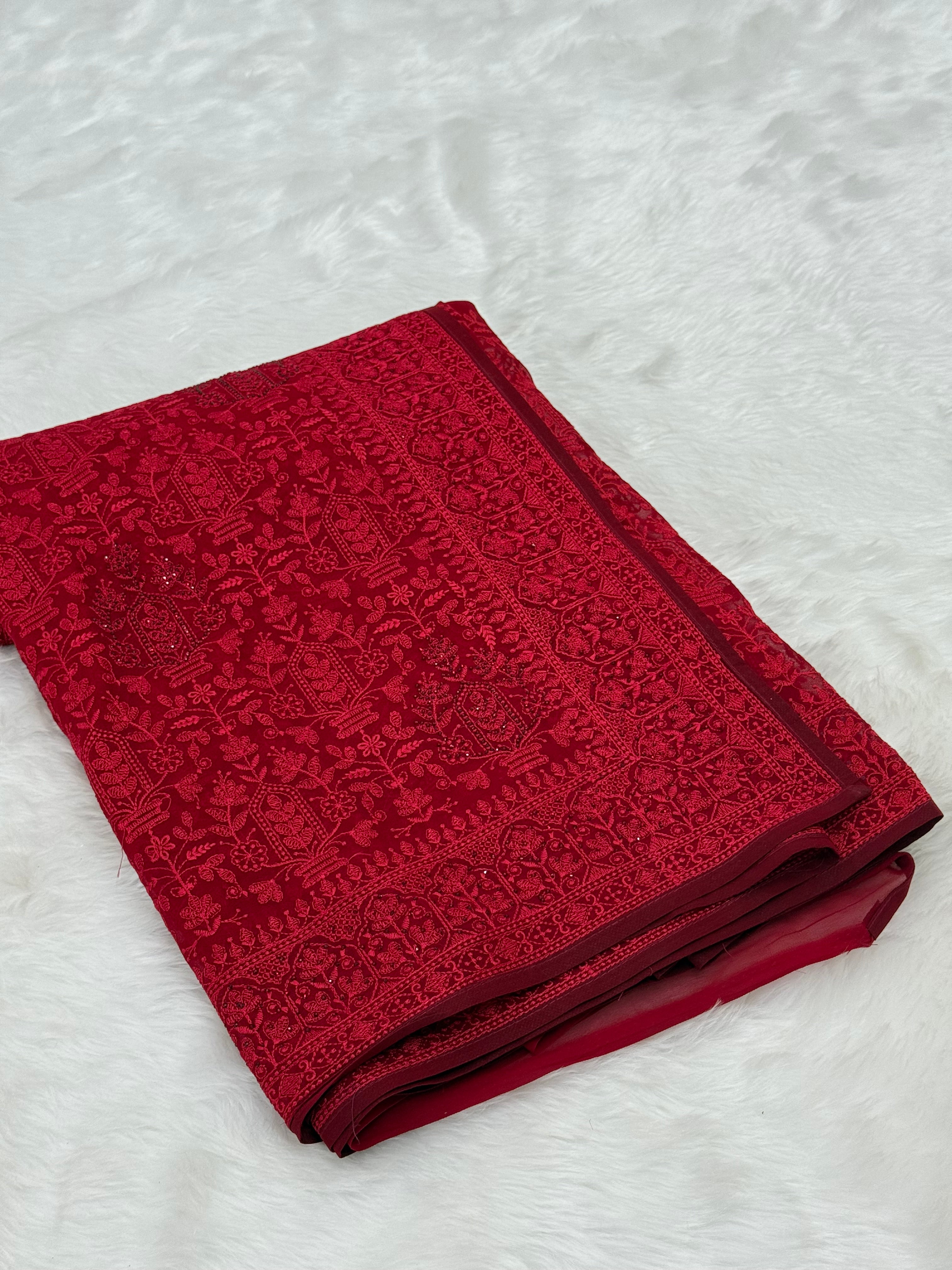 PREMIUM DESIGNER FANCY SILK SAREE - RED