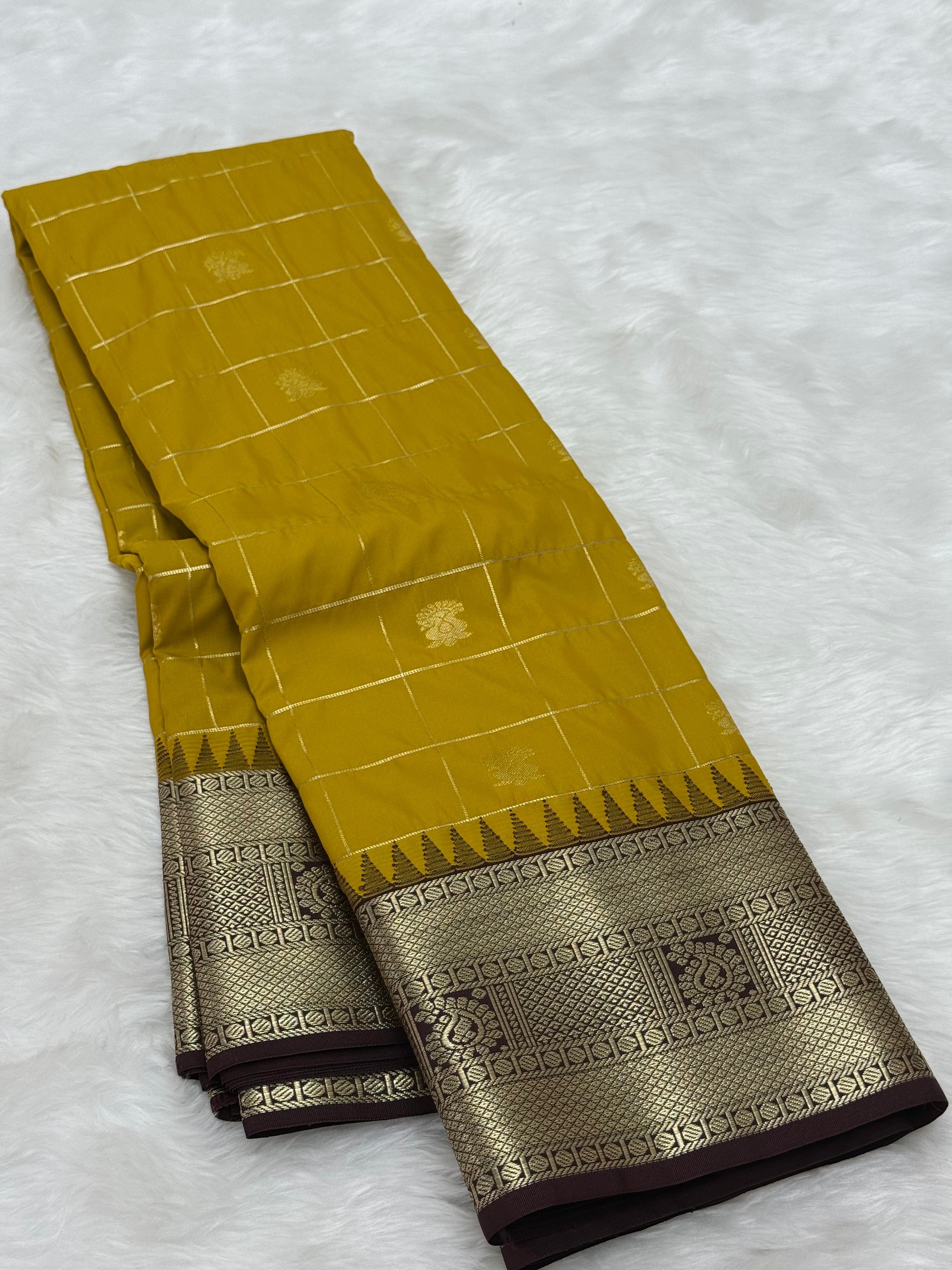 PREMIUM SEMI KANCHI SILK SAREE - CYBER YELLOW