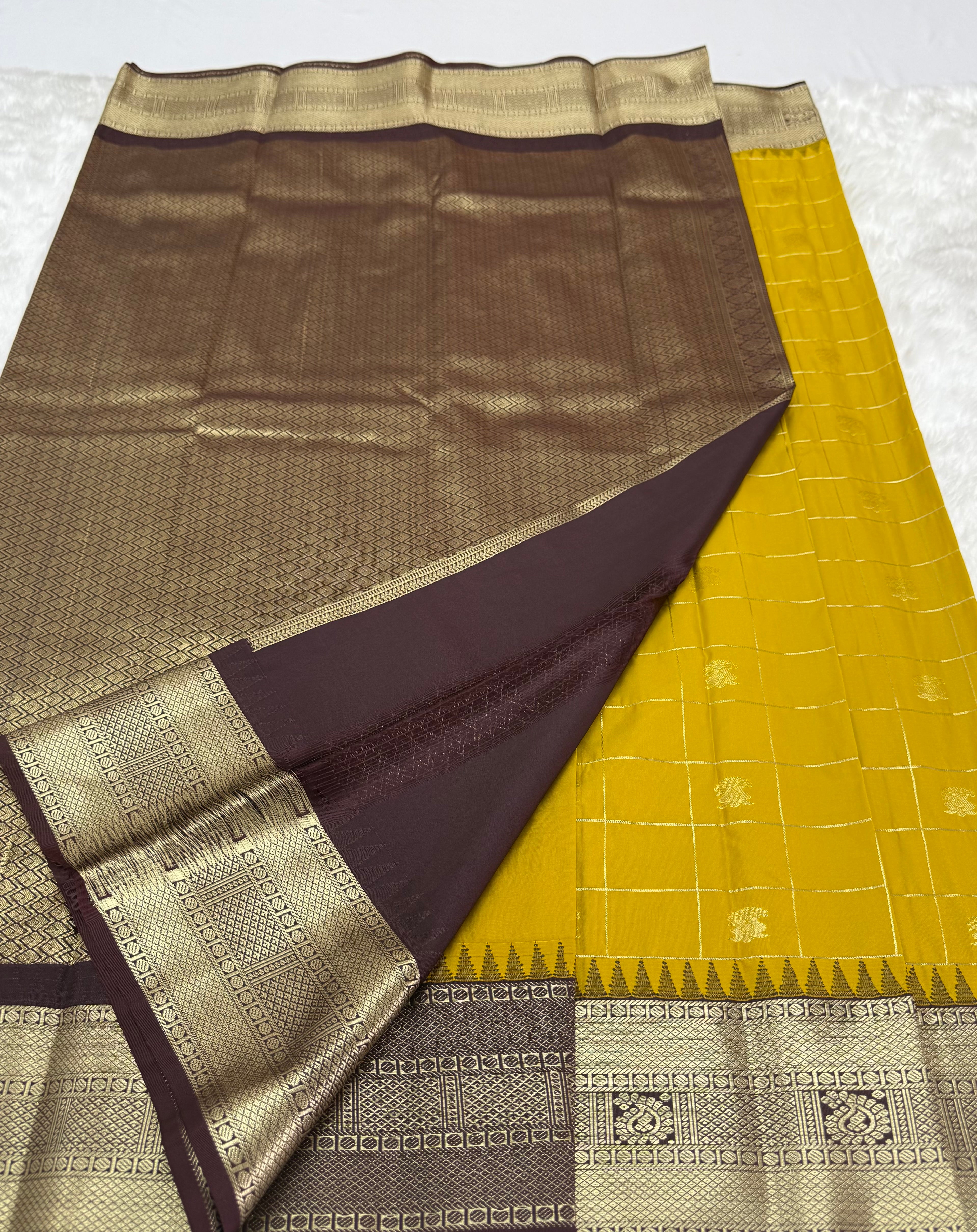 PREMIUM SEMI KANCHI SILK SAREE - CYBER YELLOW
