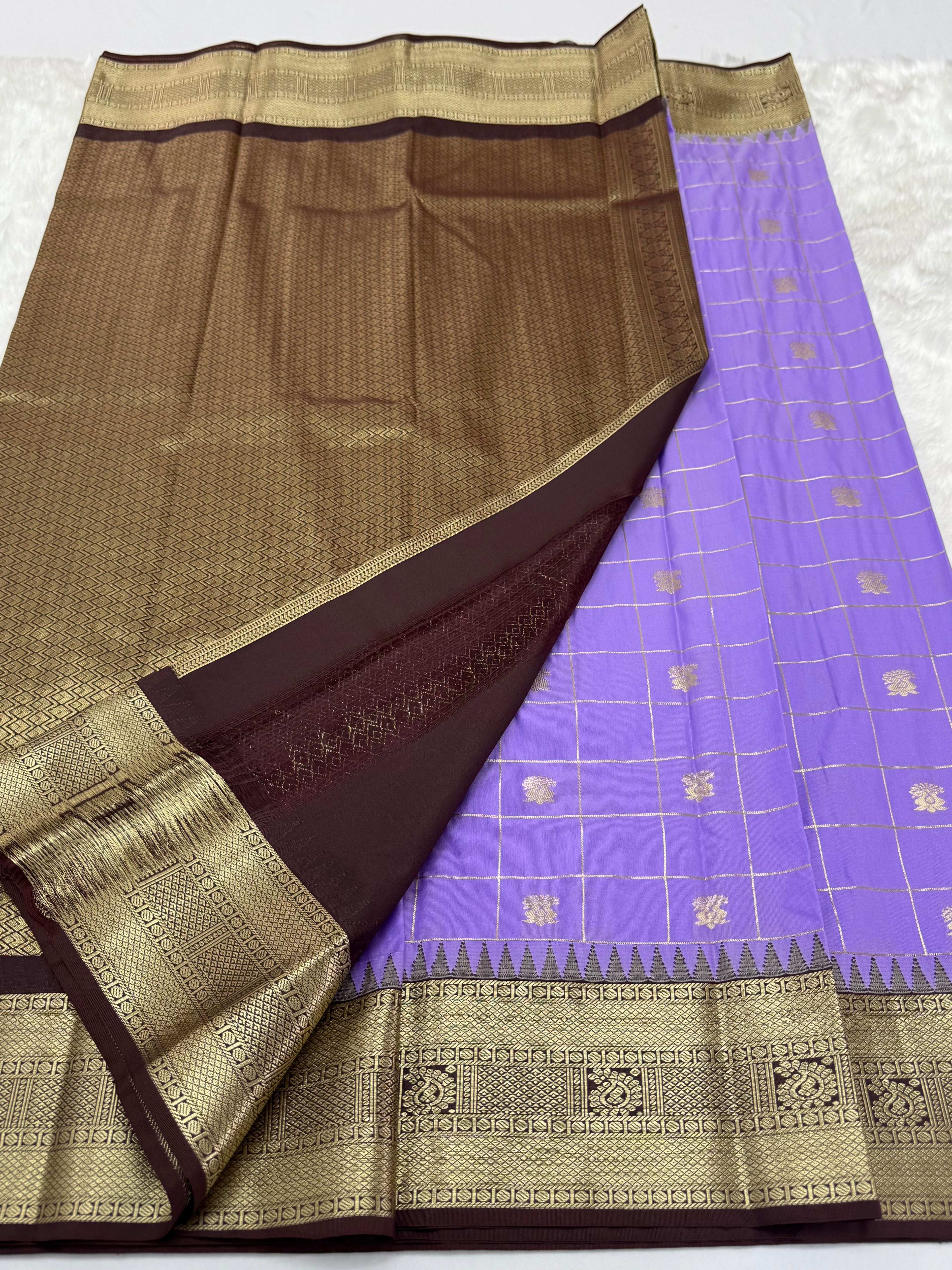 PREMIUM SEMI KANCHI SILK SAREE - LAVENDER