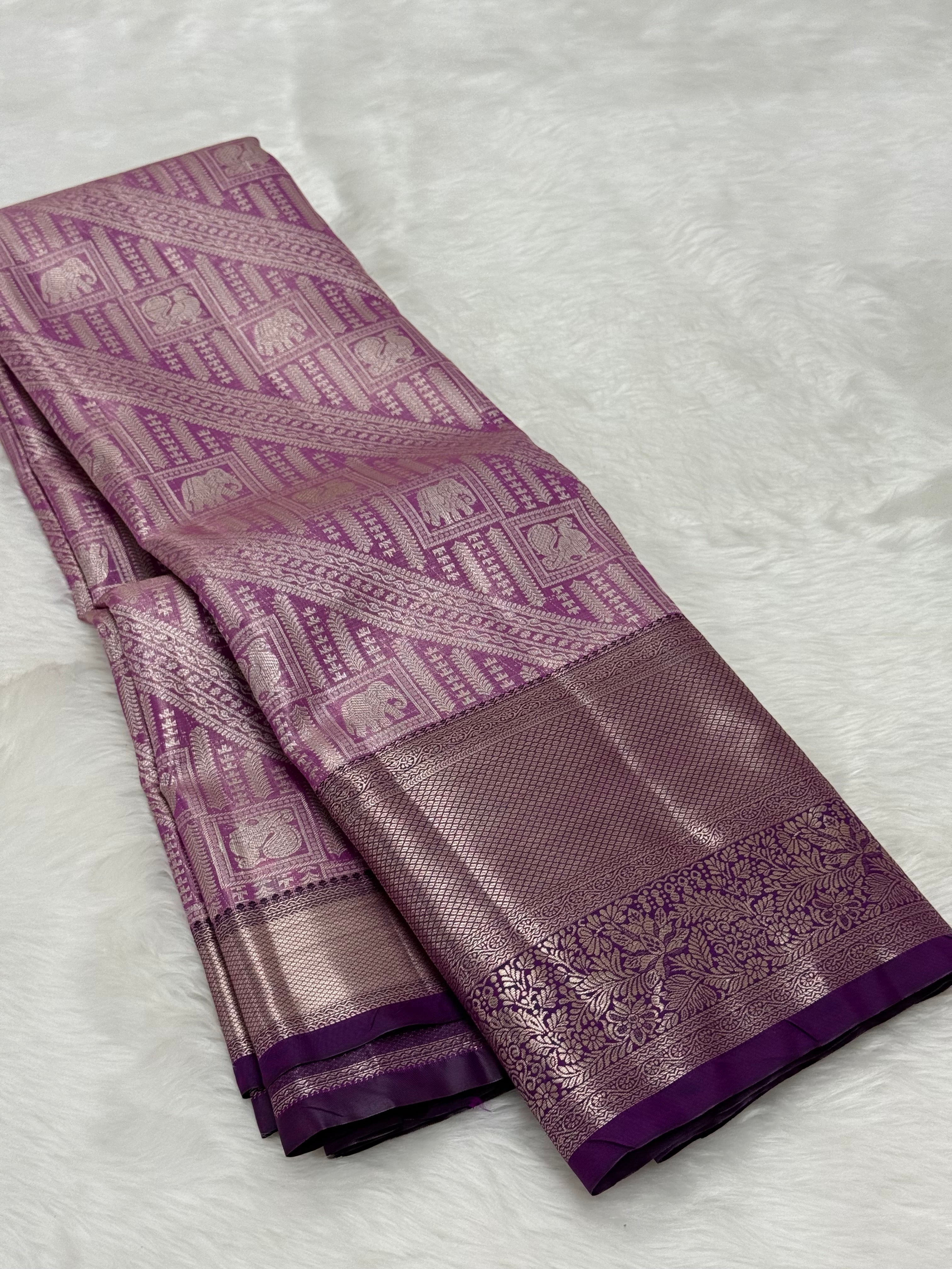 PREMIUM SEMI KANCHI SILK SAREE - MAUVE PINK